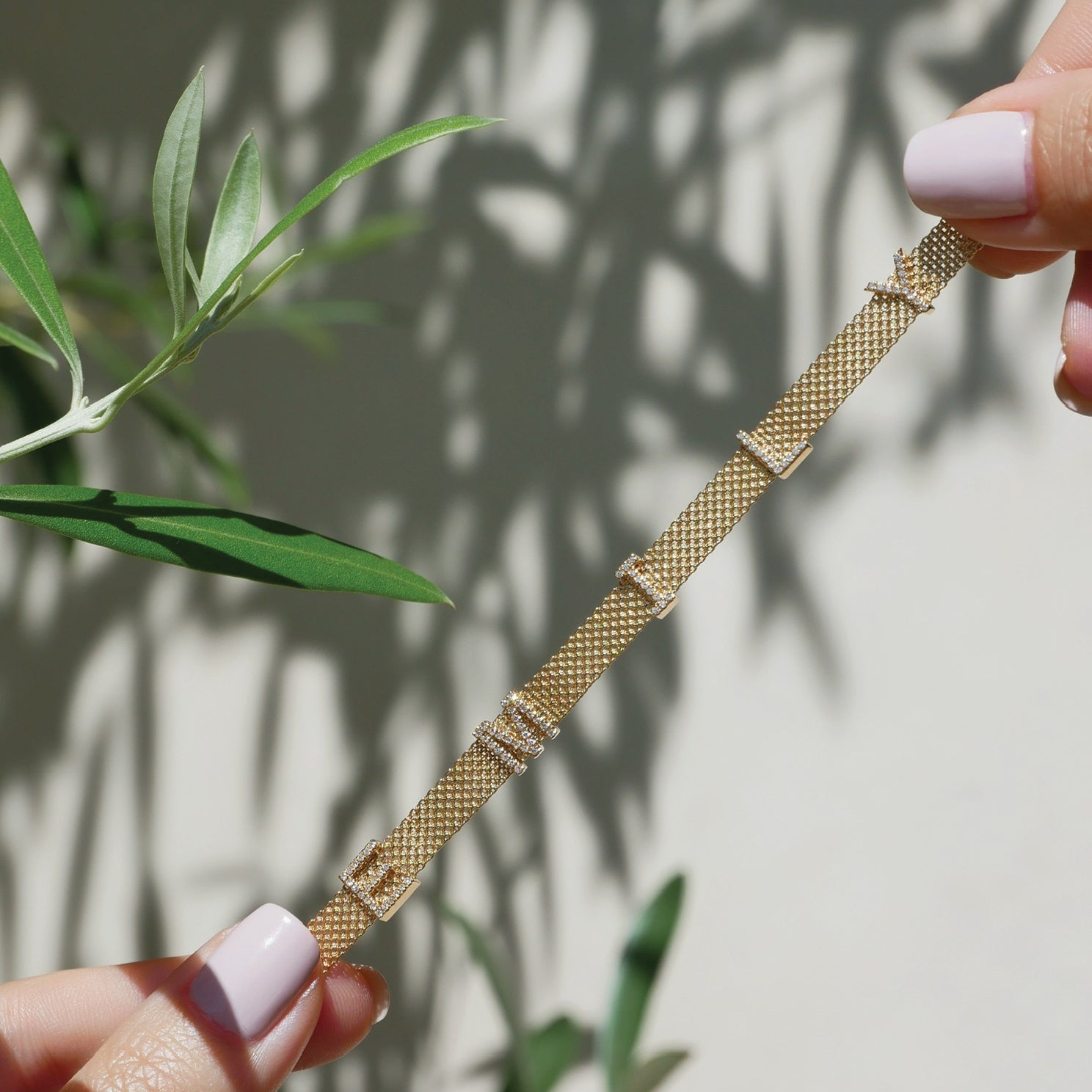 Diamond Mesh Name Bracelet