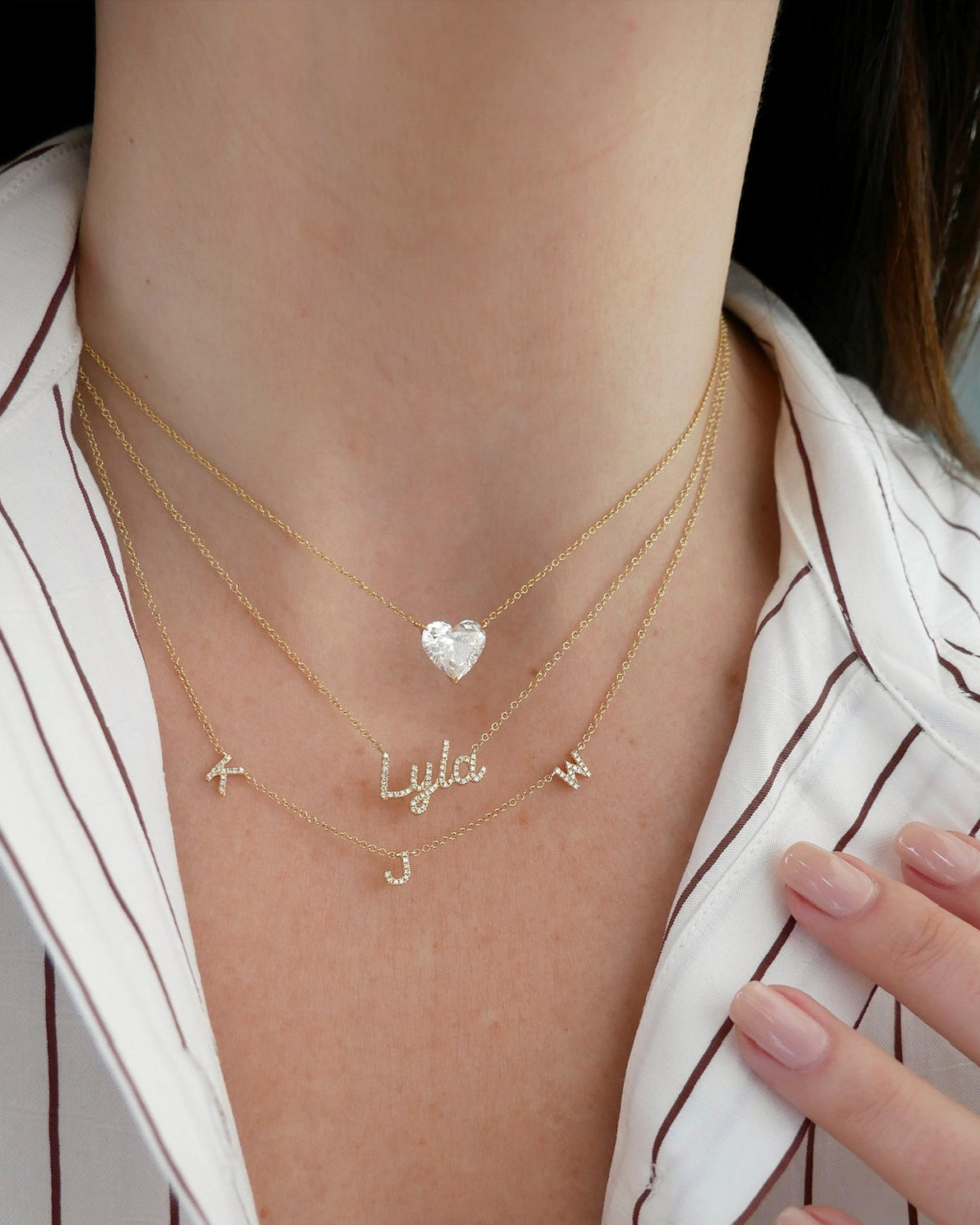 Diamond Triple Initial Necklace