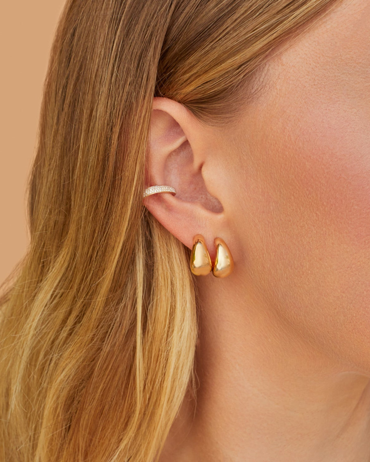 Gold Jumbo Dome Huggie Earrings