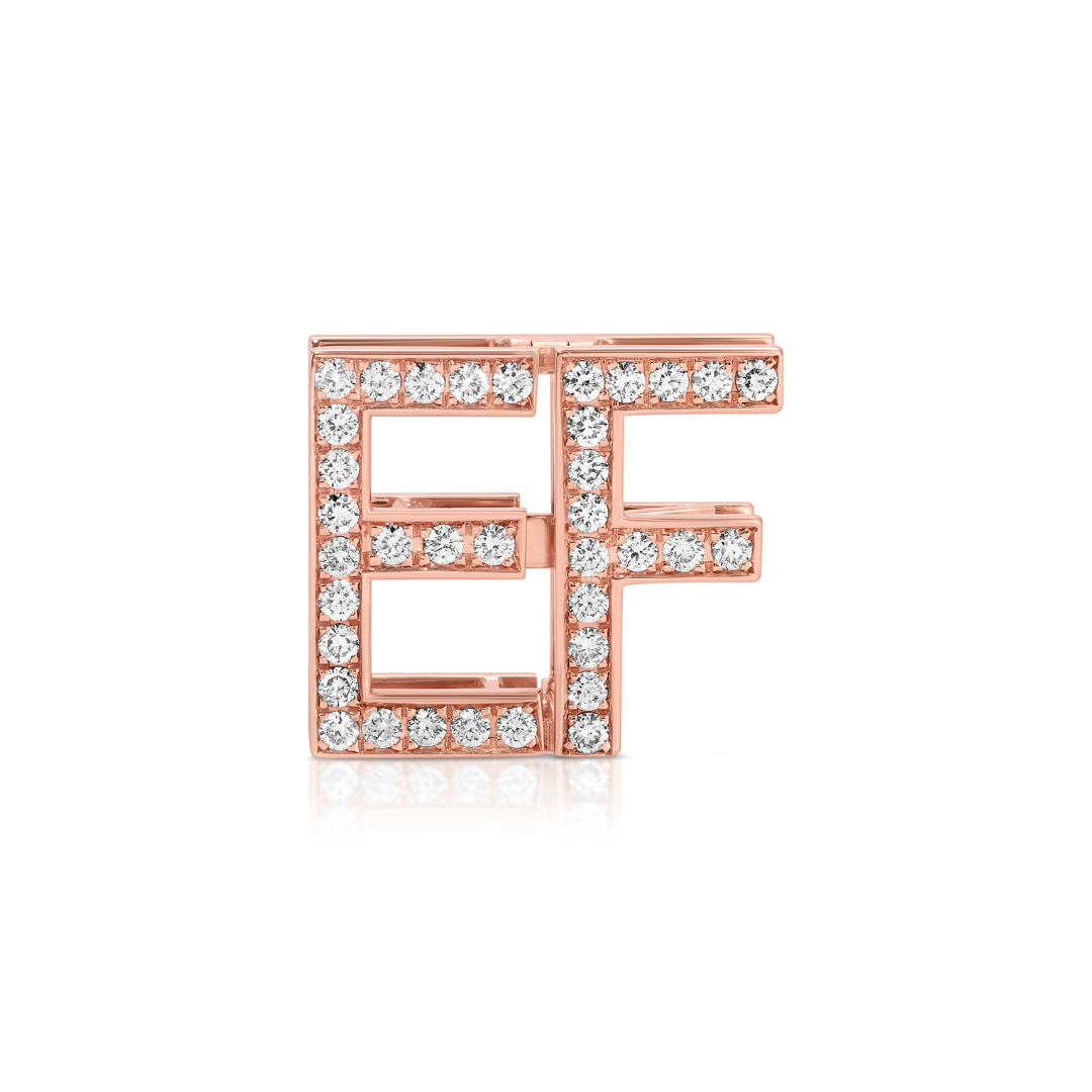 Diamond Bag Charm in 14k Rose Gold with two letters suitable for handbag styles