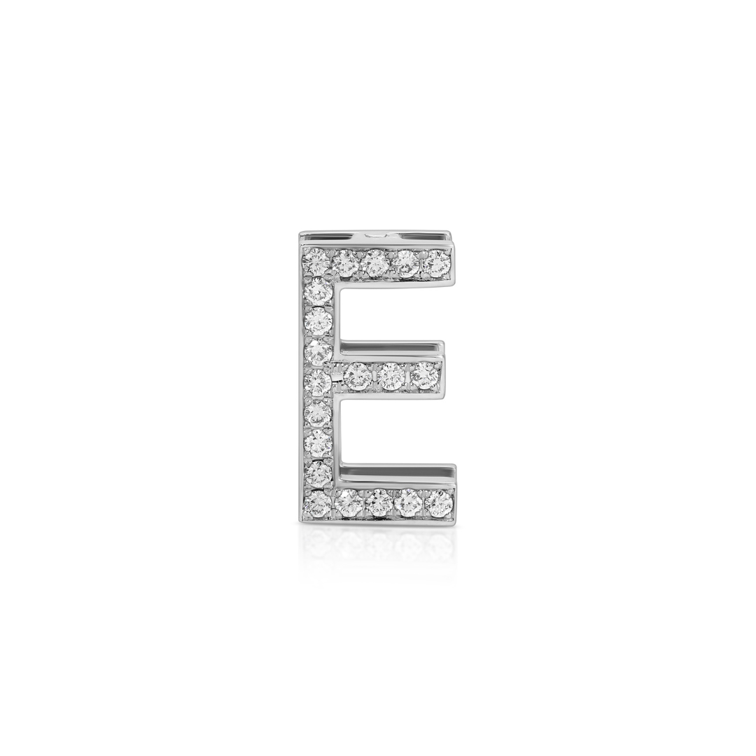 Diamond Bag Charm in 14k White Gold with one letter suitable for handbag styles