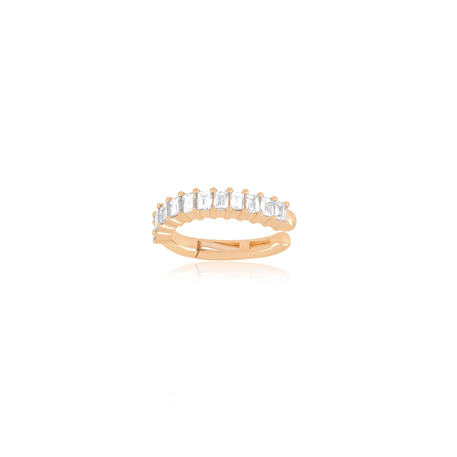 Prong Set Diamond Baguette Ear Cuff in 14k rose gold