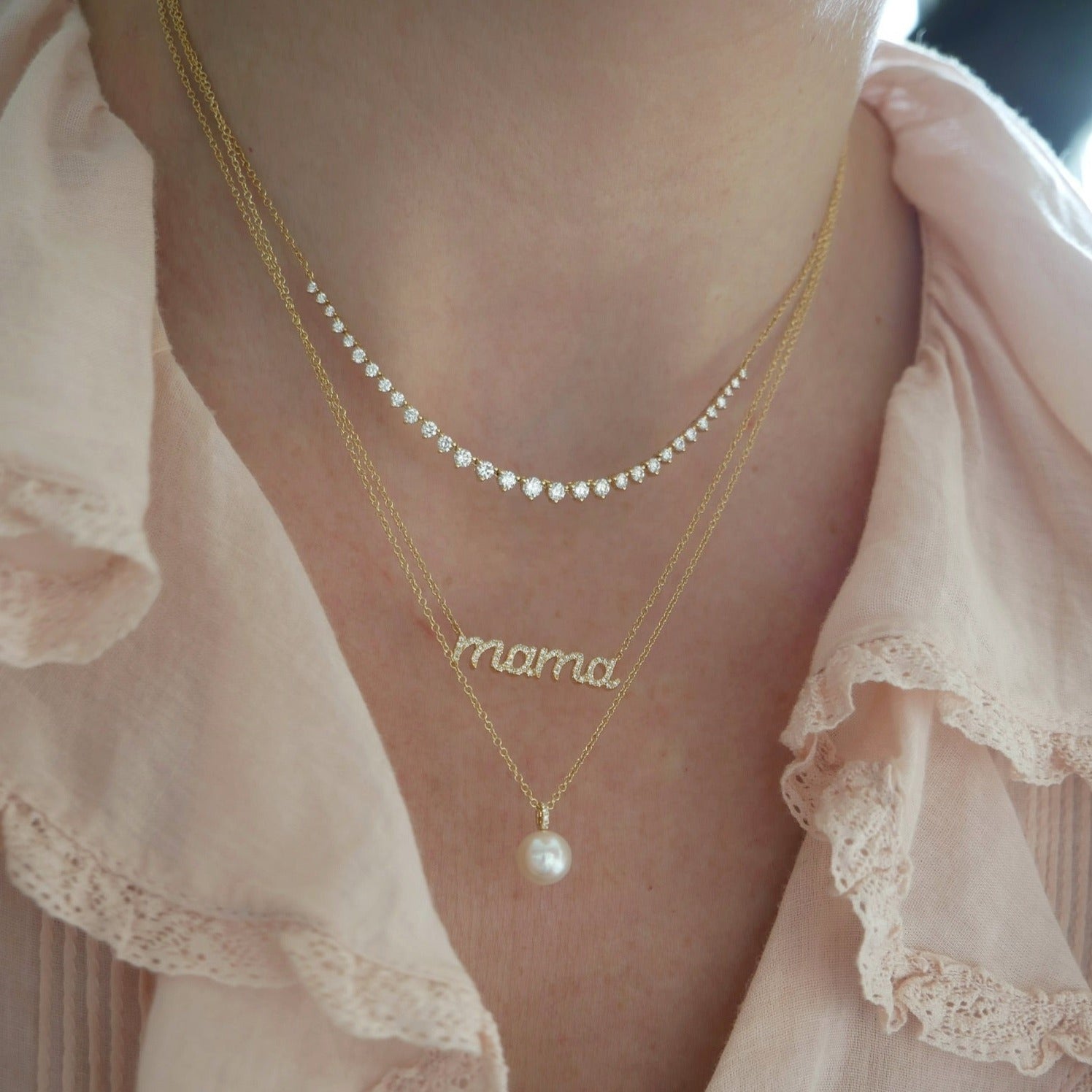Mini Diamond MAMA Necklace – Ariana Rabbani