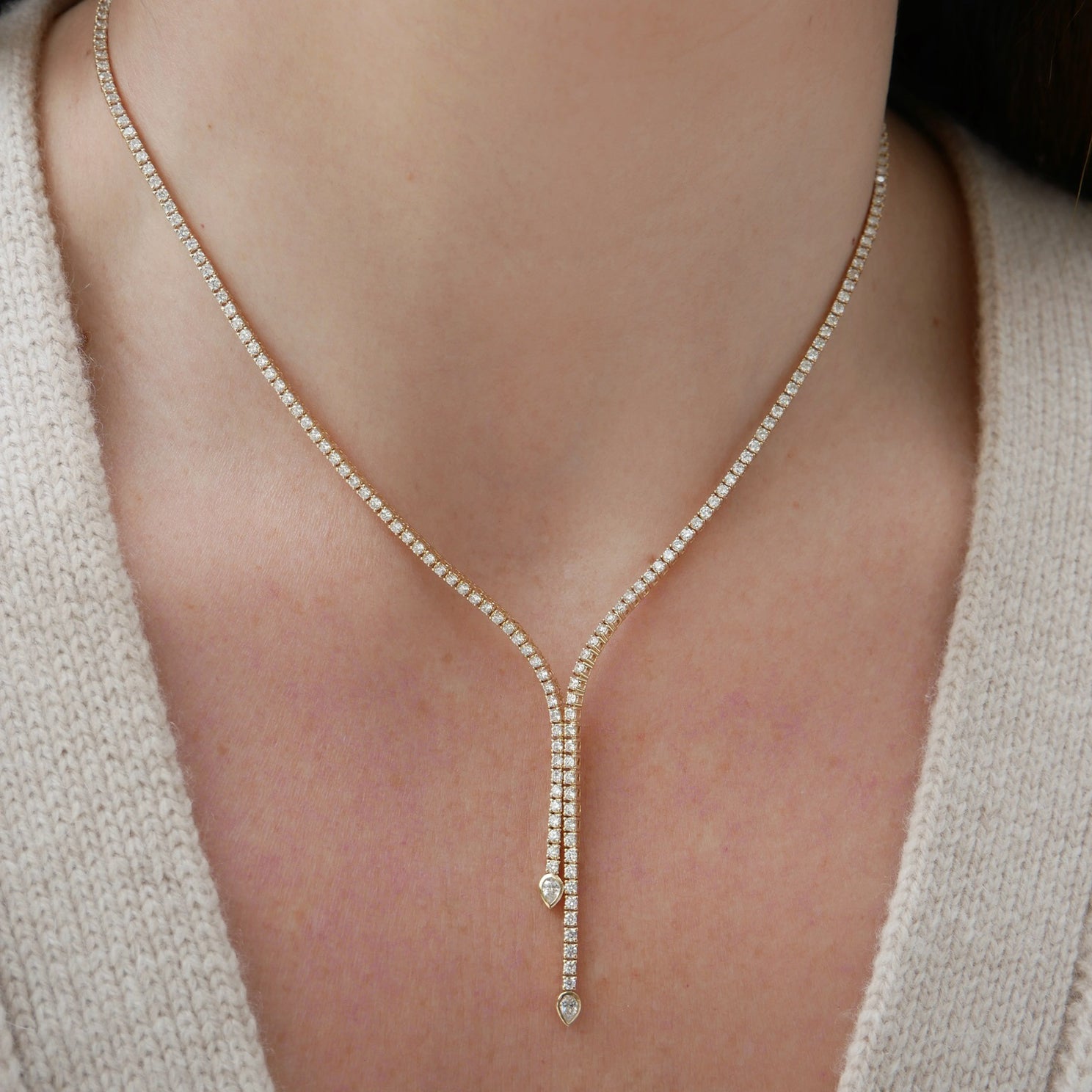 Diamond Lily Necklace 14k Gold EF Collection EF Collection