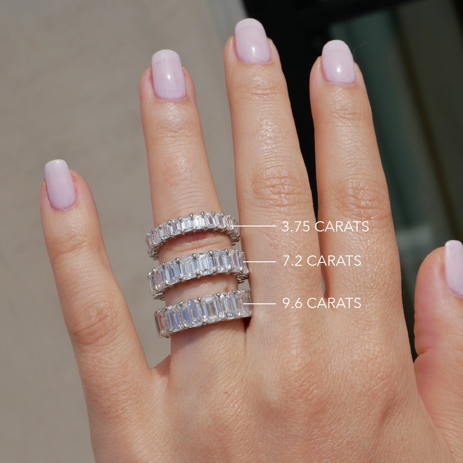 Emerald cut diamond full eternity ring Clearance