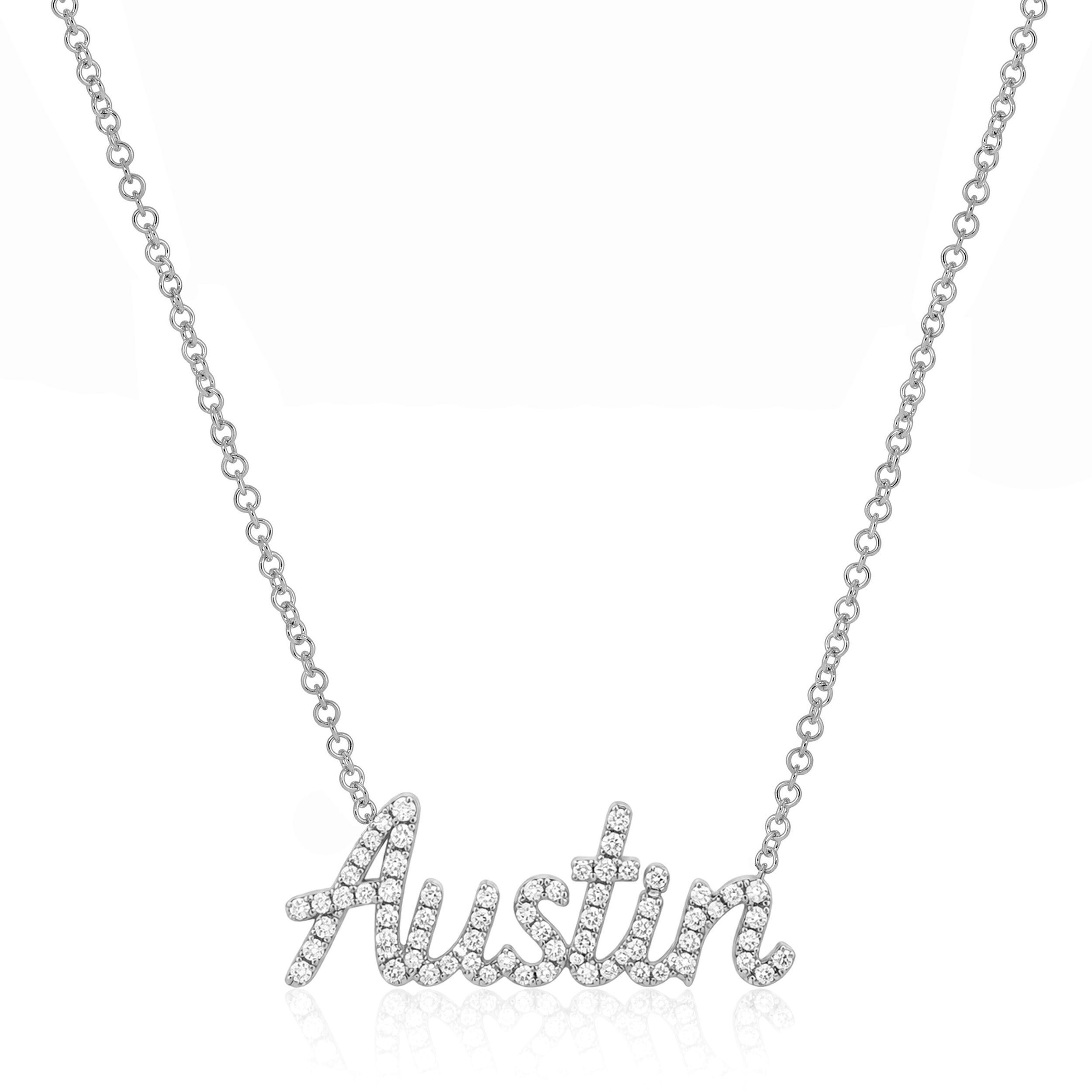 Diamond Script Name Necklace