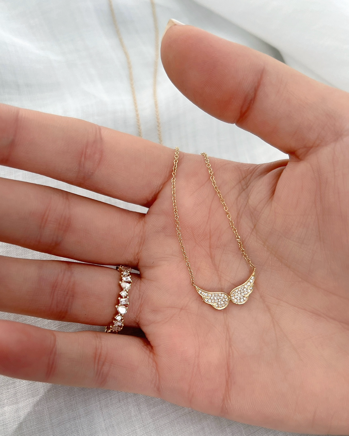 Diamond Double Angel Wing Necklace