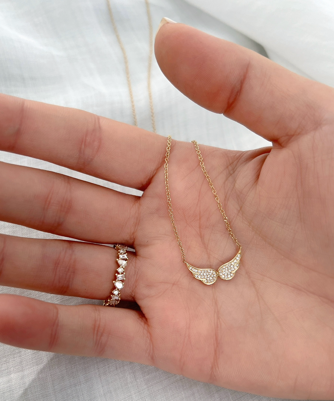 Diamond Double Angel Wing Necklace