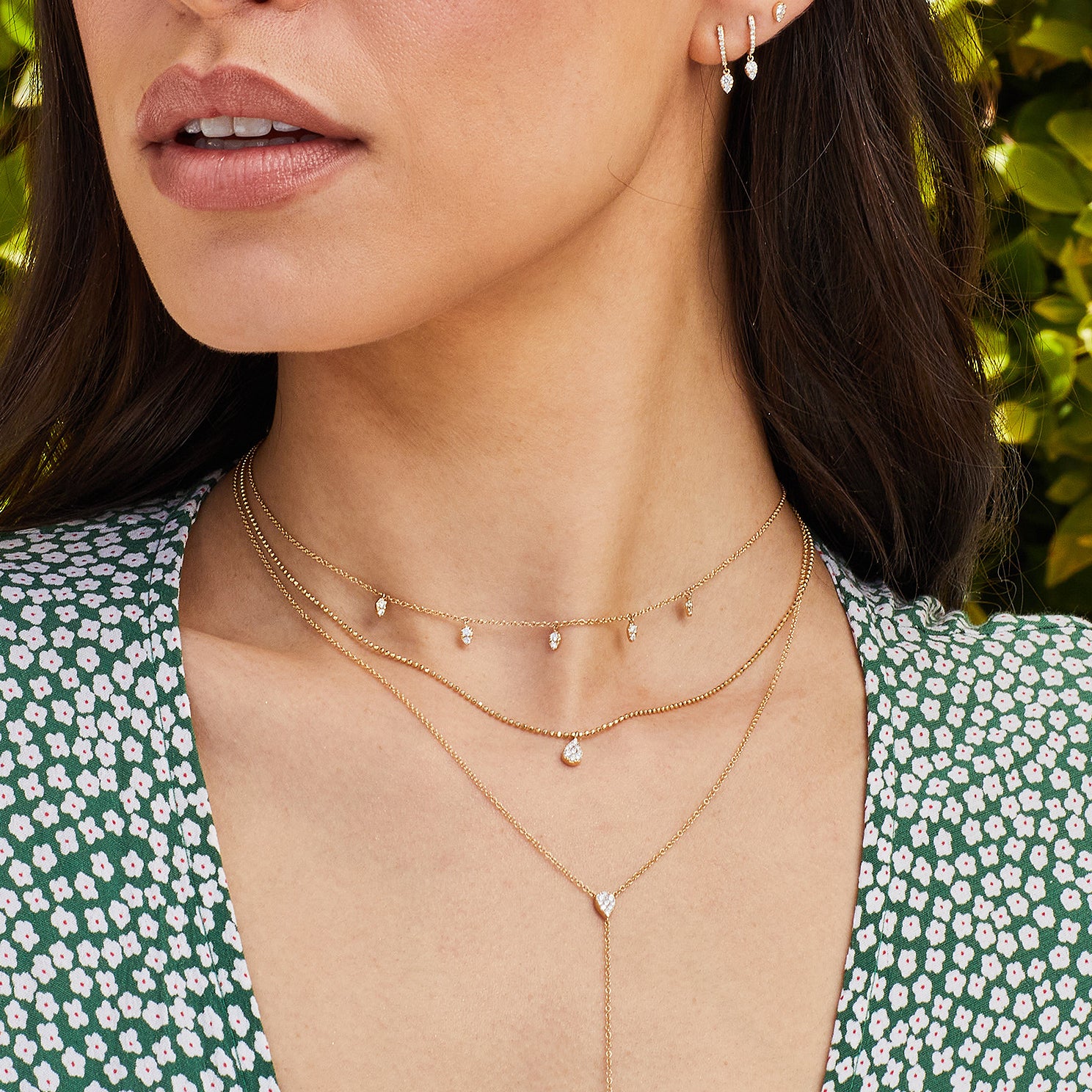 Gold Teardrop Diamond Necklace | Jane Bartel Jewelry | NYC