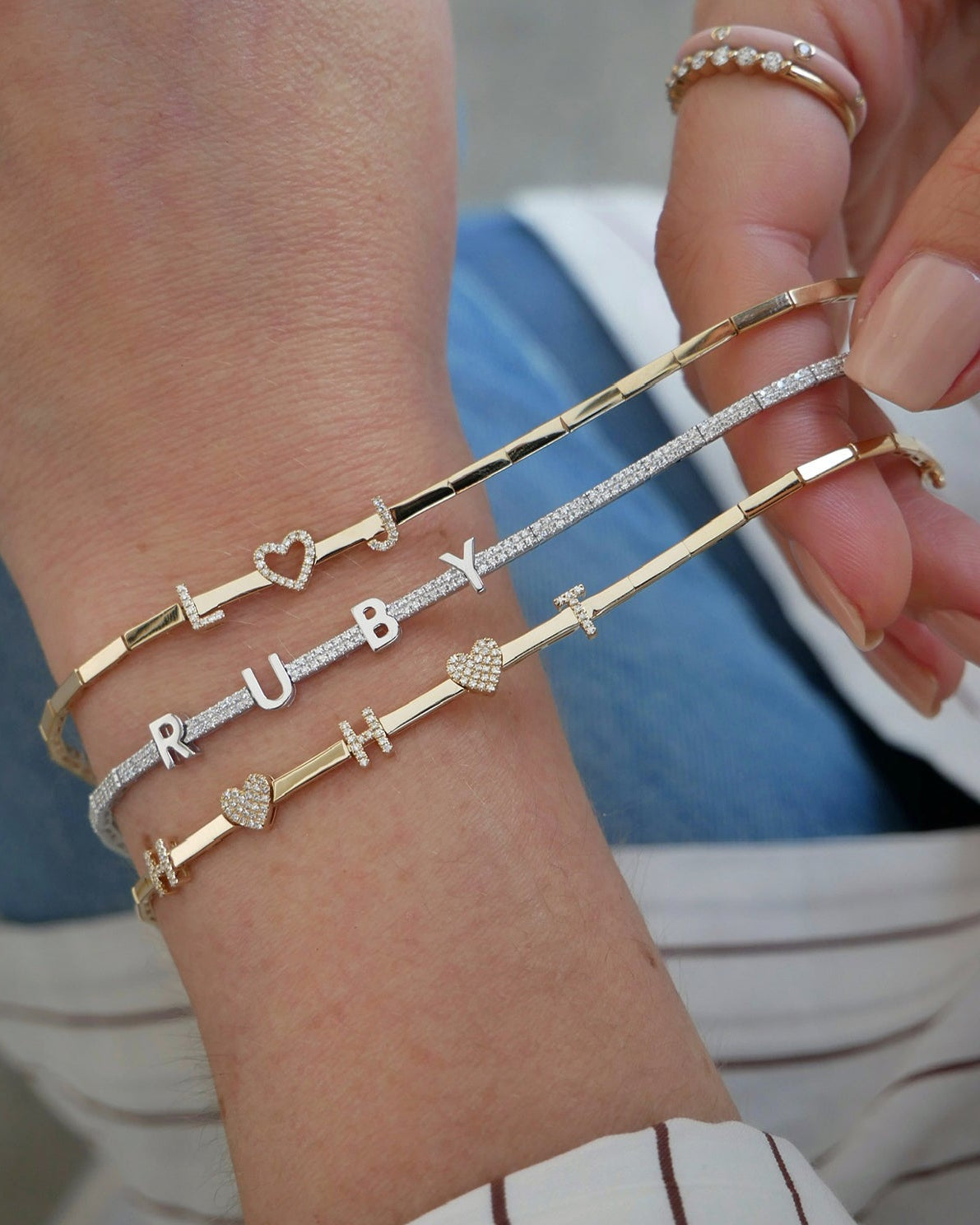 Diamond & Gold Name Eternity Bracelet