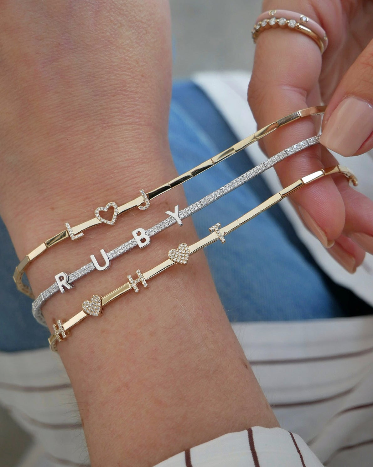 Gold & Diamond Name Eternity Bracelet