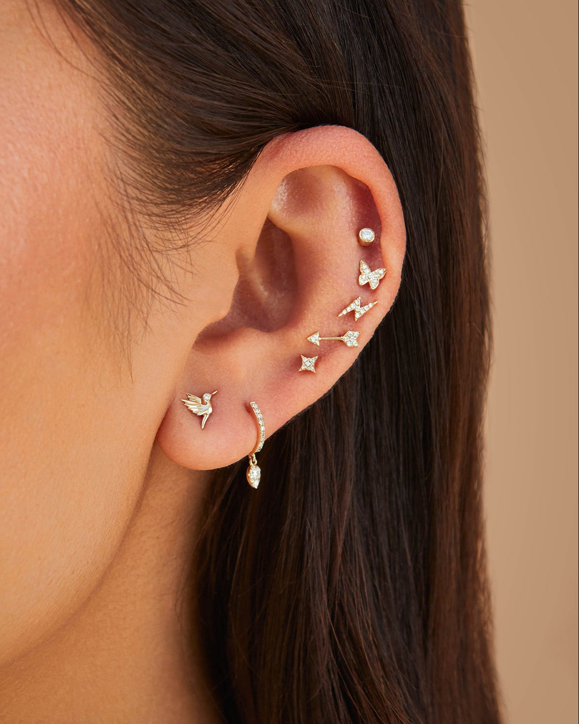 Teardrop Diamond Mini Huggie Earring