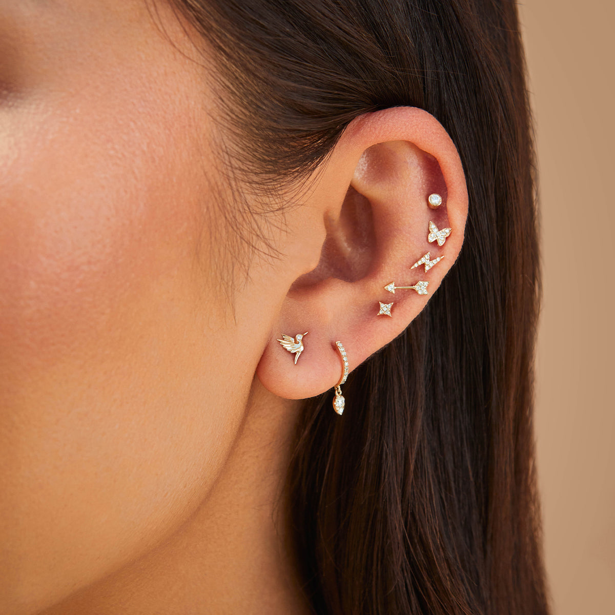 Diamond Mini Arrow Stud Earring