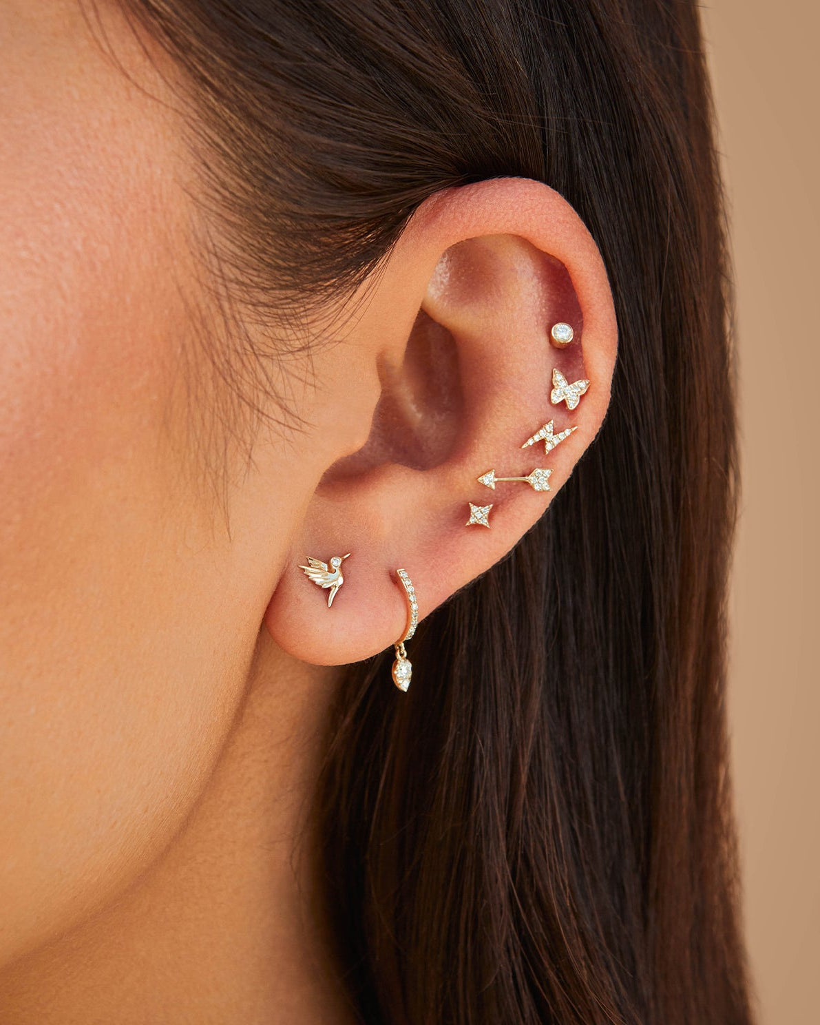 Diamond Mini Lightning Bolt Stud Earring