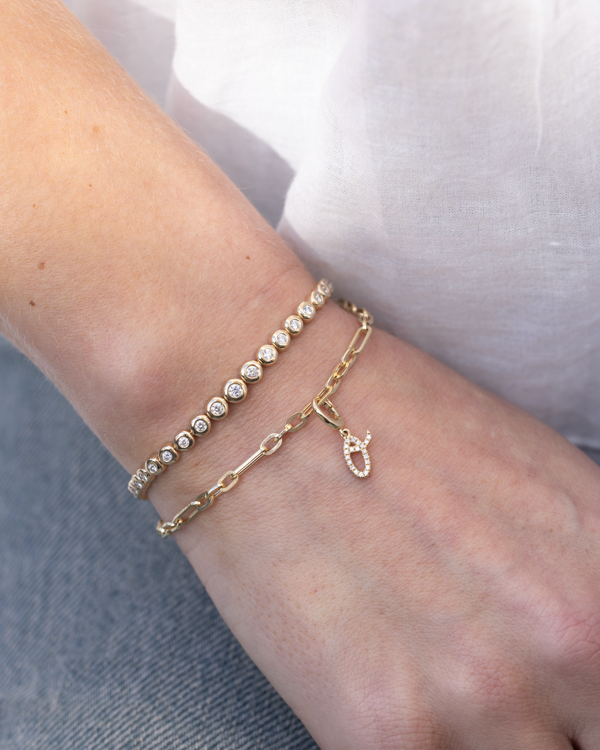 Mini Diamond Script Enhanced Initial Charm