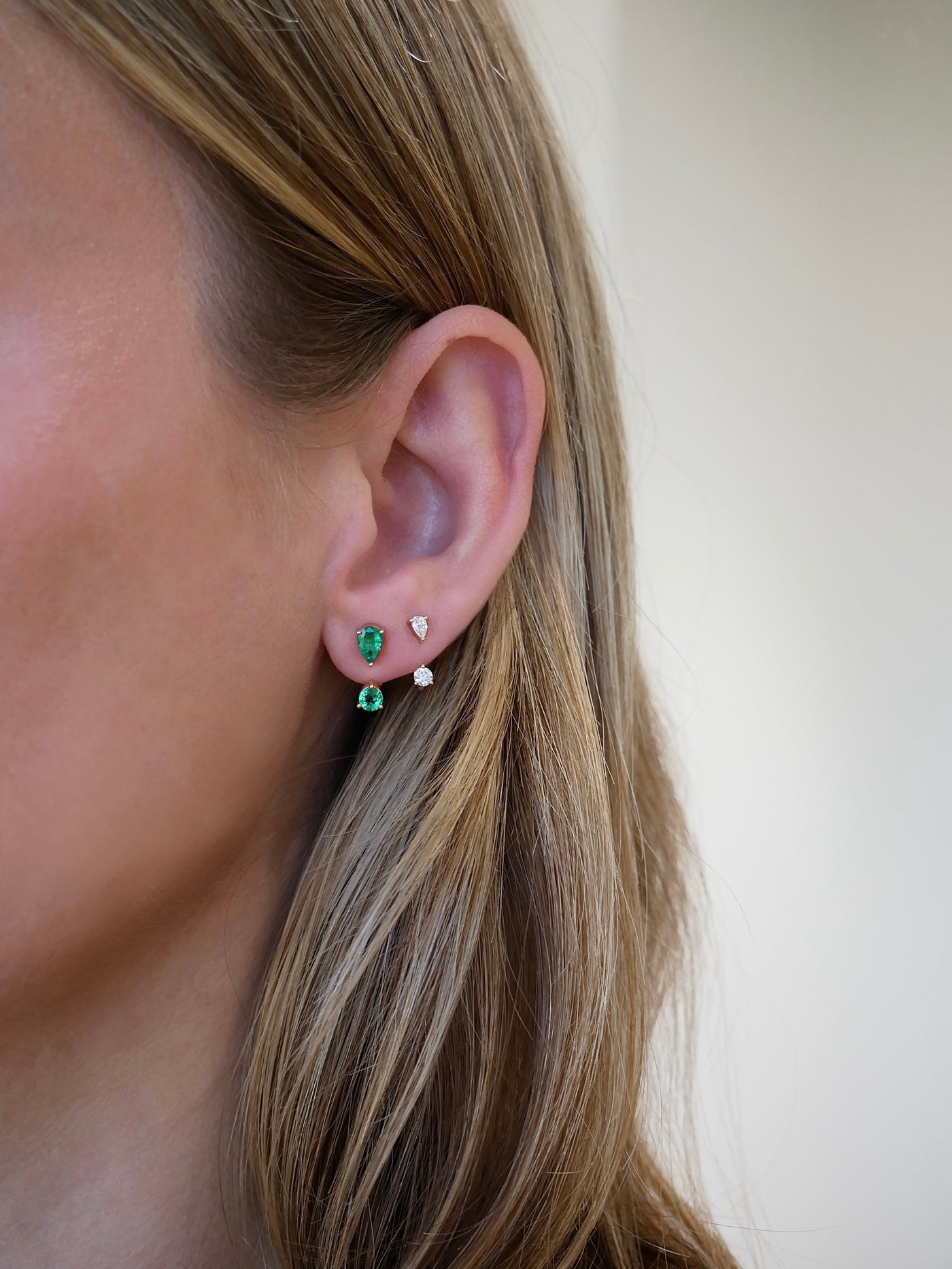 Diamond Pear and Round Illusion Stud Earrings