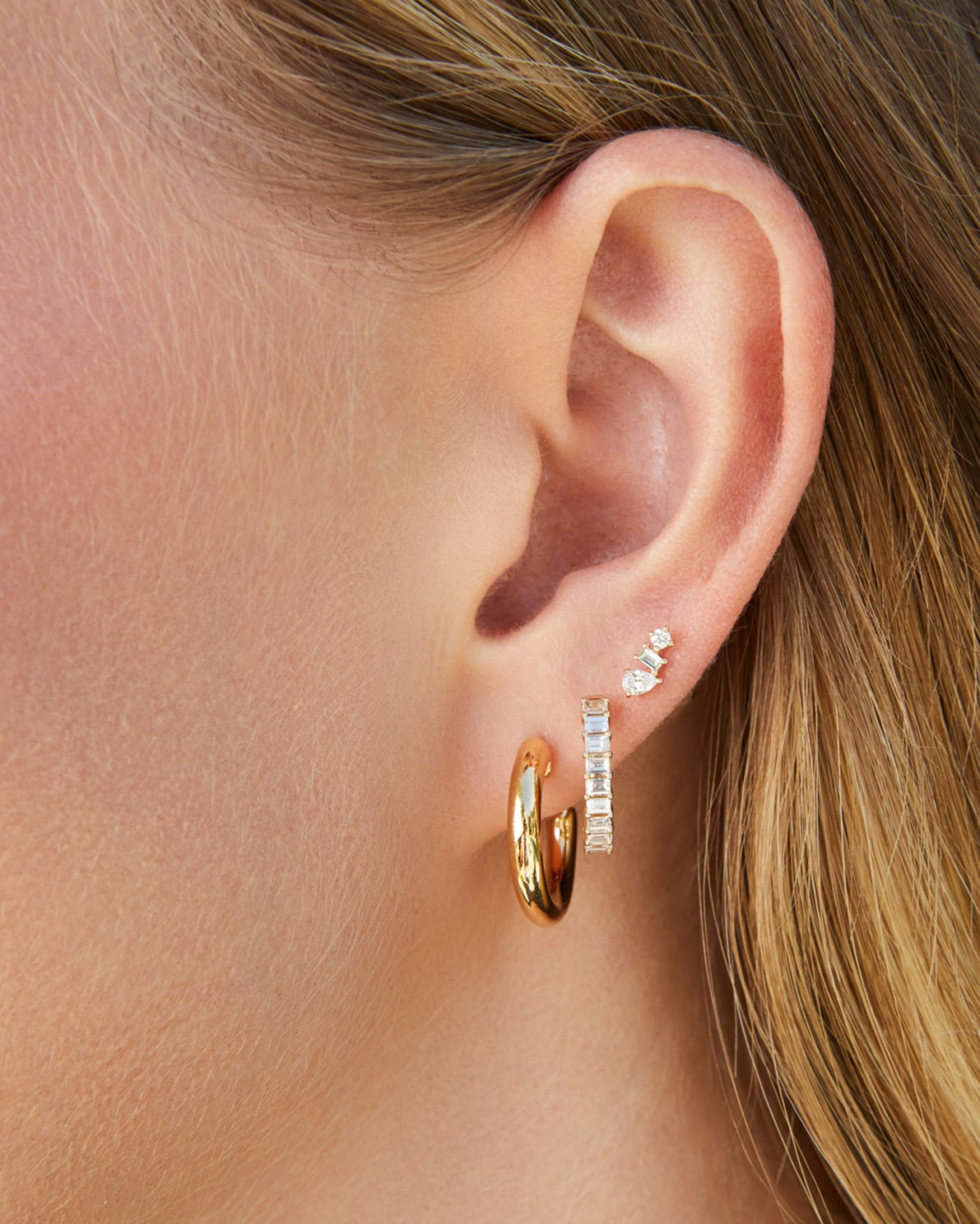 Diamond Multifaceted Stud Earring