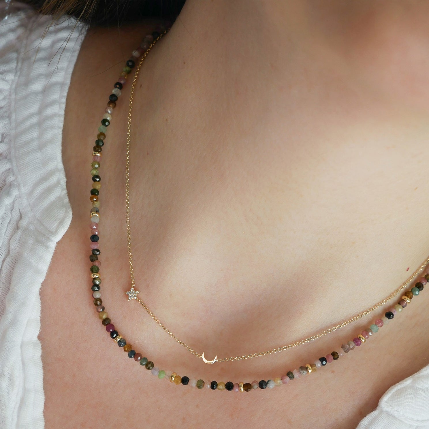 Birthstone Bead Necklace In Tourmaline