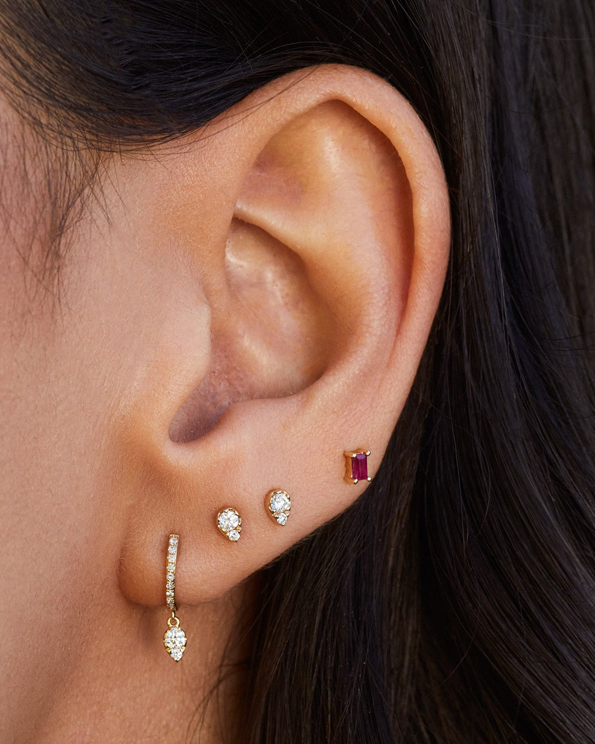 Teardrop Diamond Mini Huggie Earring