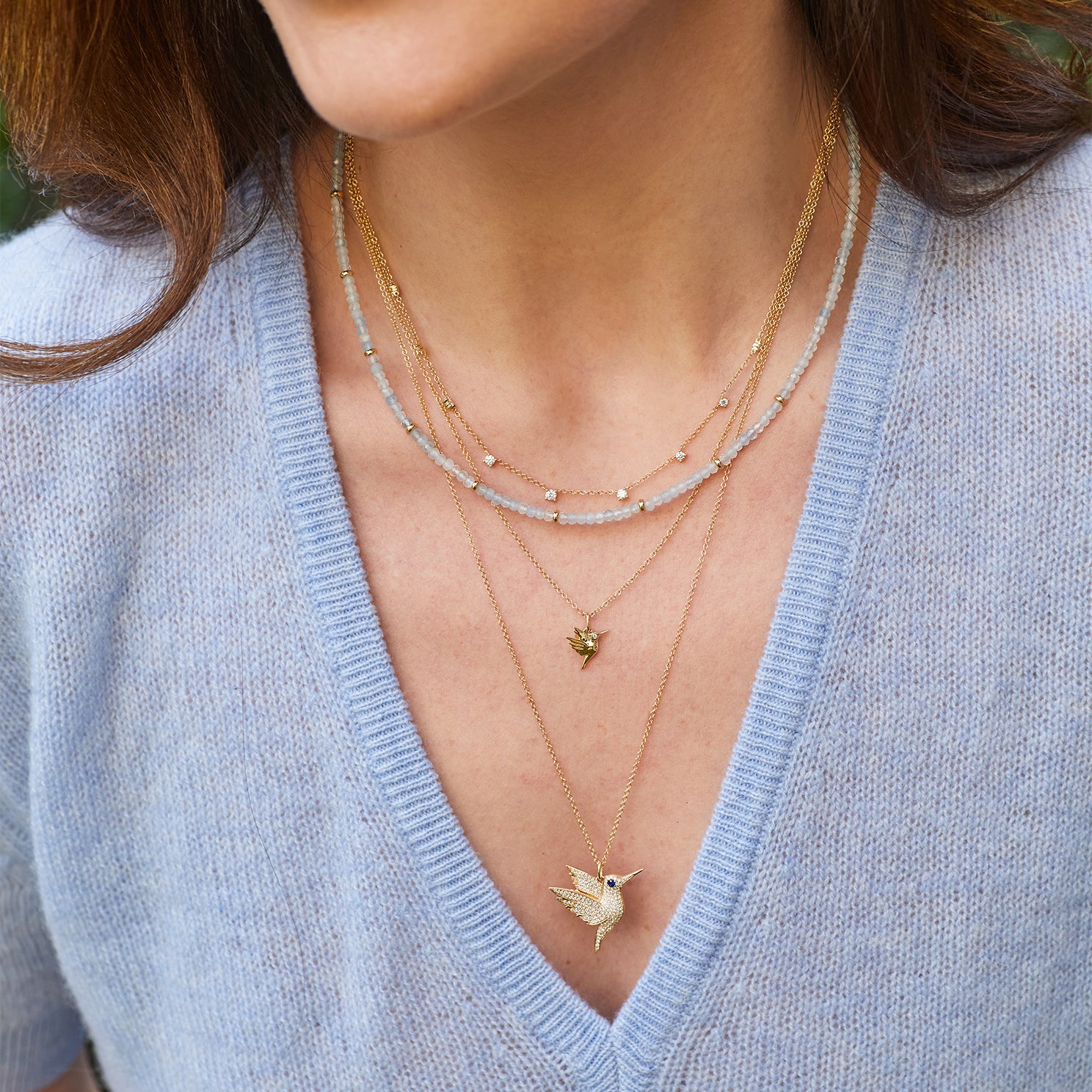Pave Diamond Hummingbird Charm