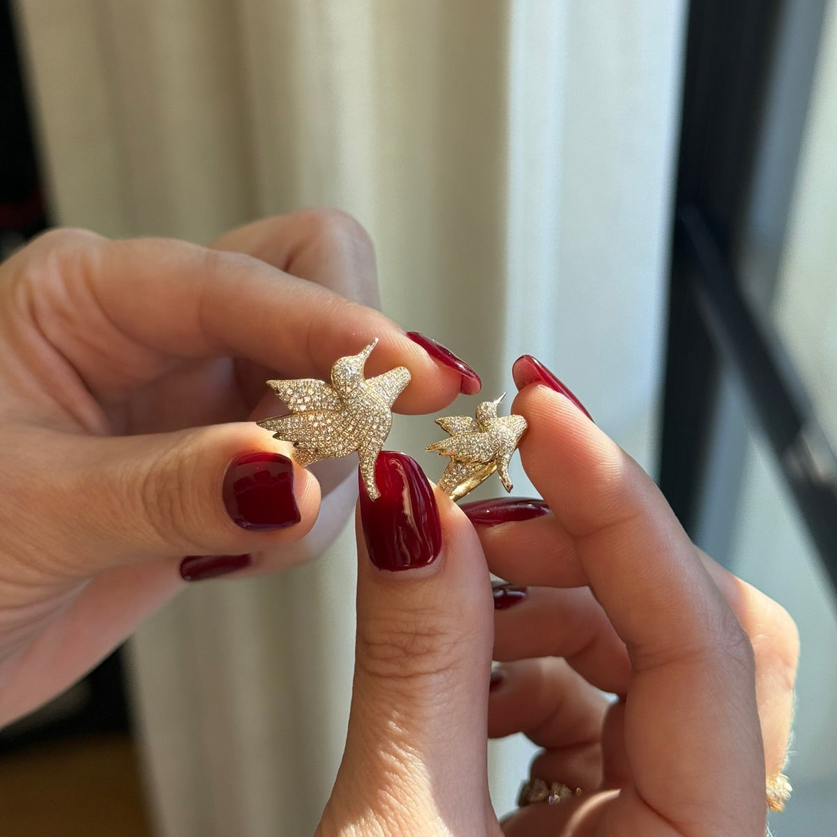 Pave Diamond Hummingbird Ring