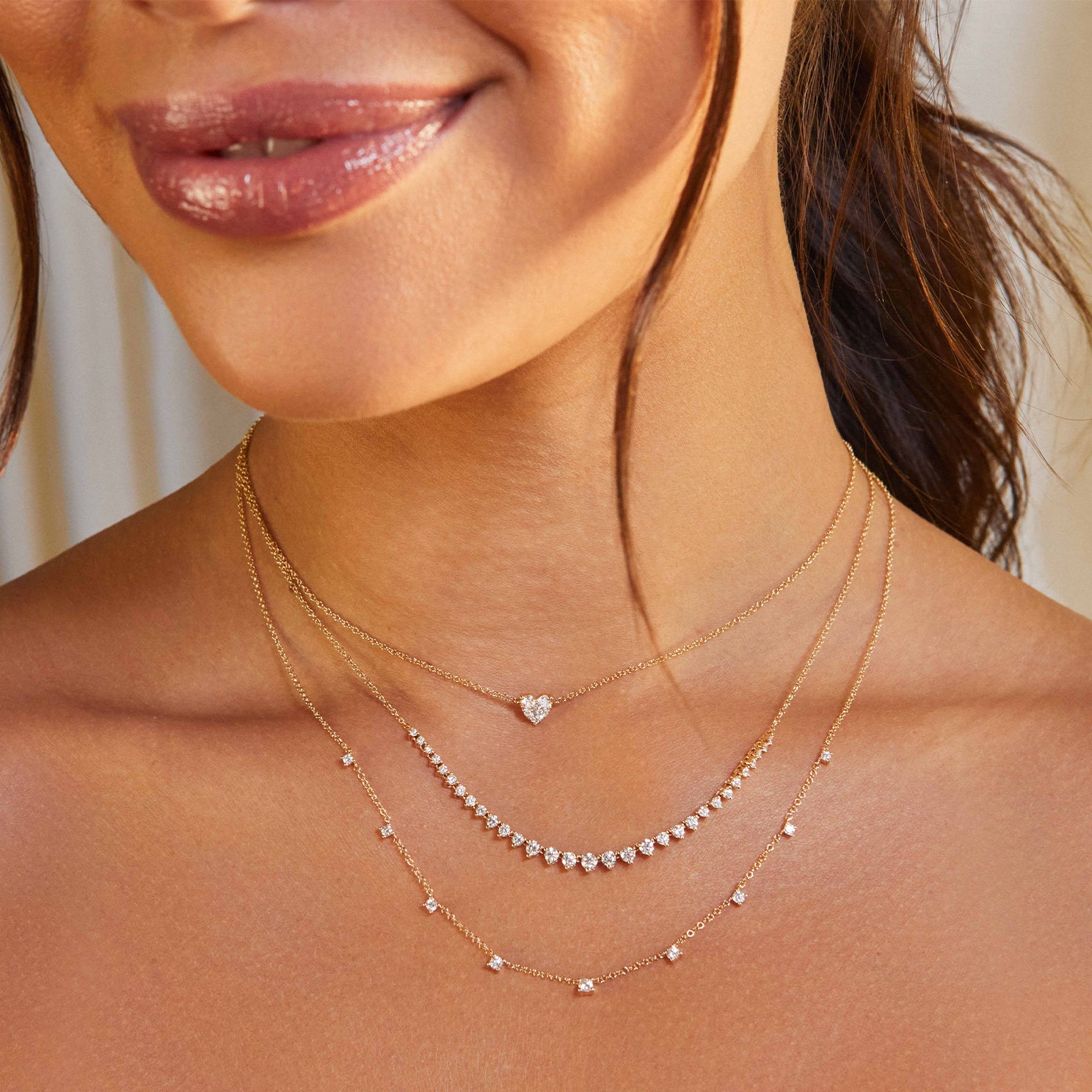 Graduated Diamond Necklace 14k Gold EF Collection — EF Collection®