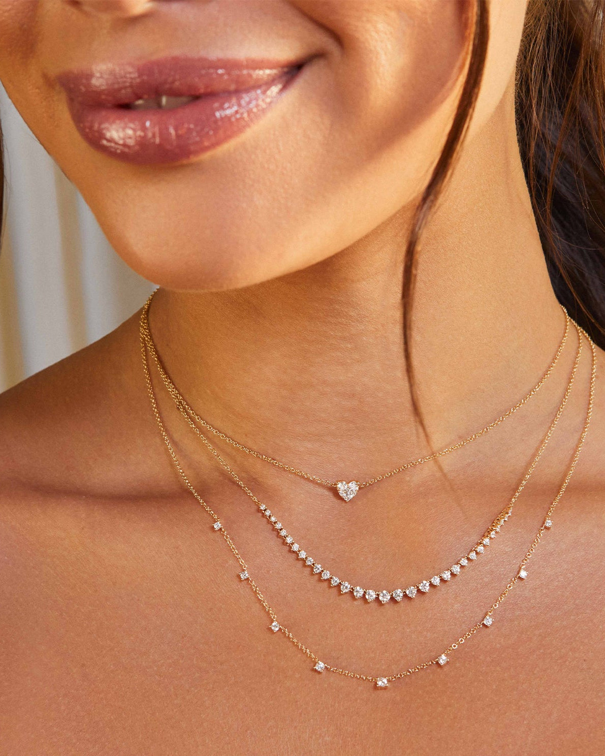 Full Cut Diamond Heart Choker Necklace