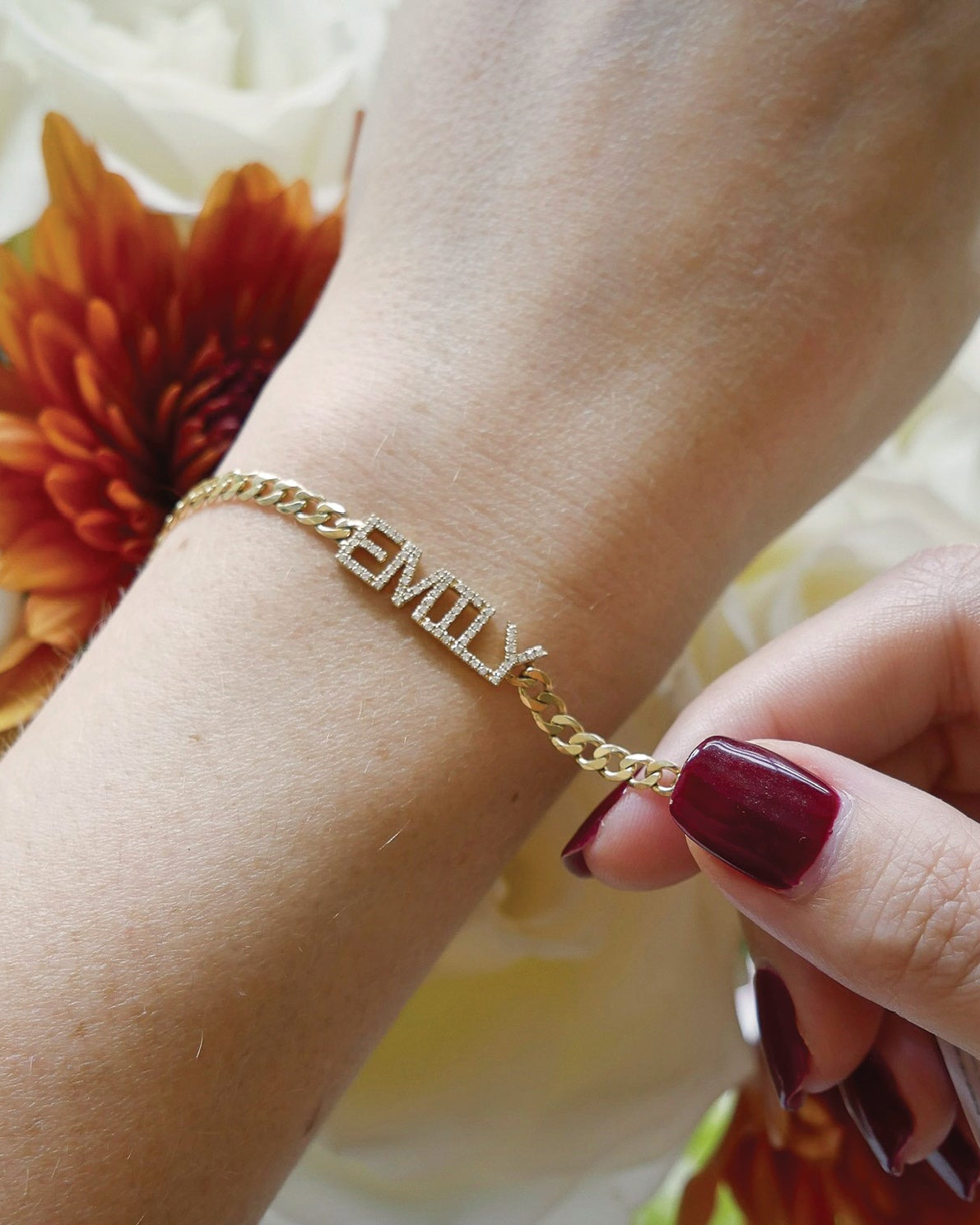 Diamond Name Curb Chain Bracelet