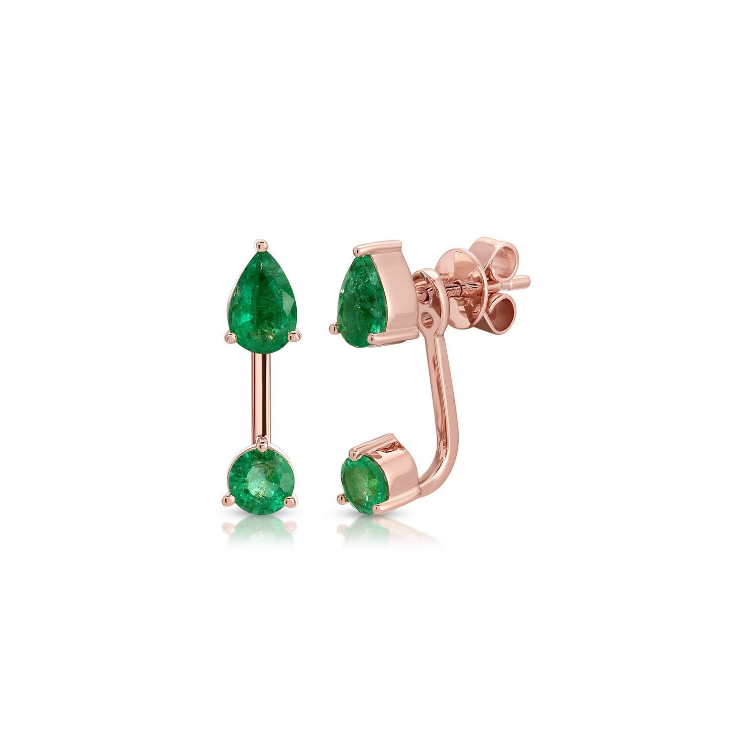 Emerald Pear and Oval Illusion Stud Earrings