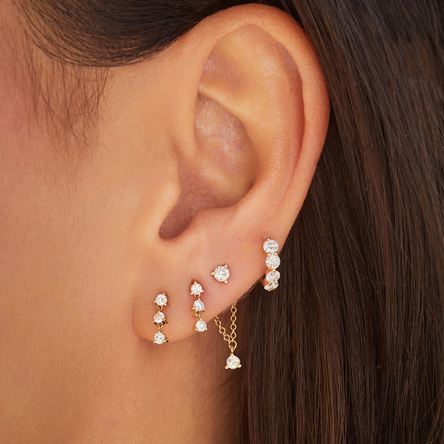 Jumbo Prong Set Diamond Mini Huggie Earring