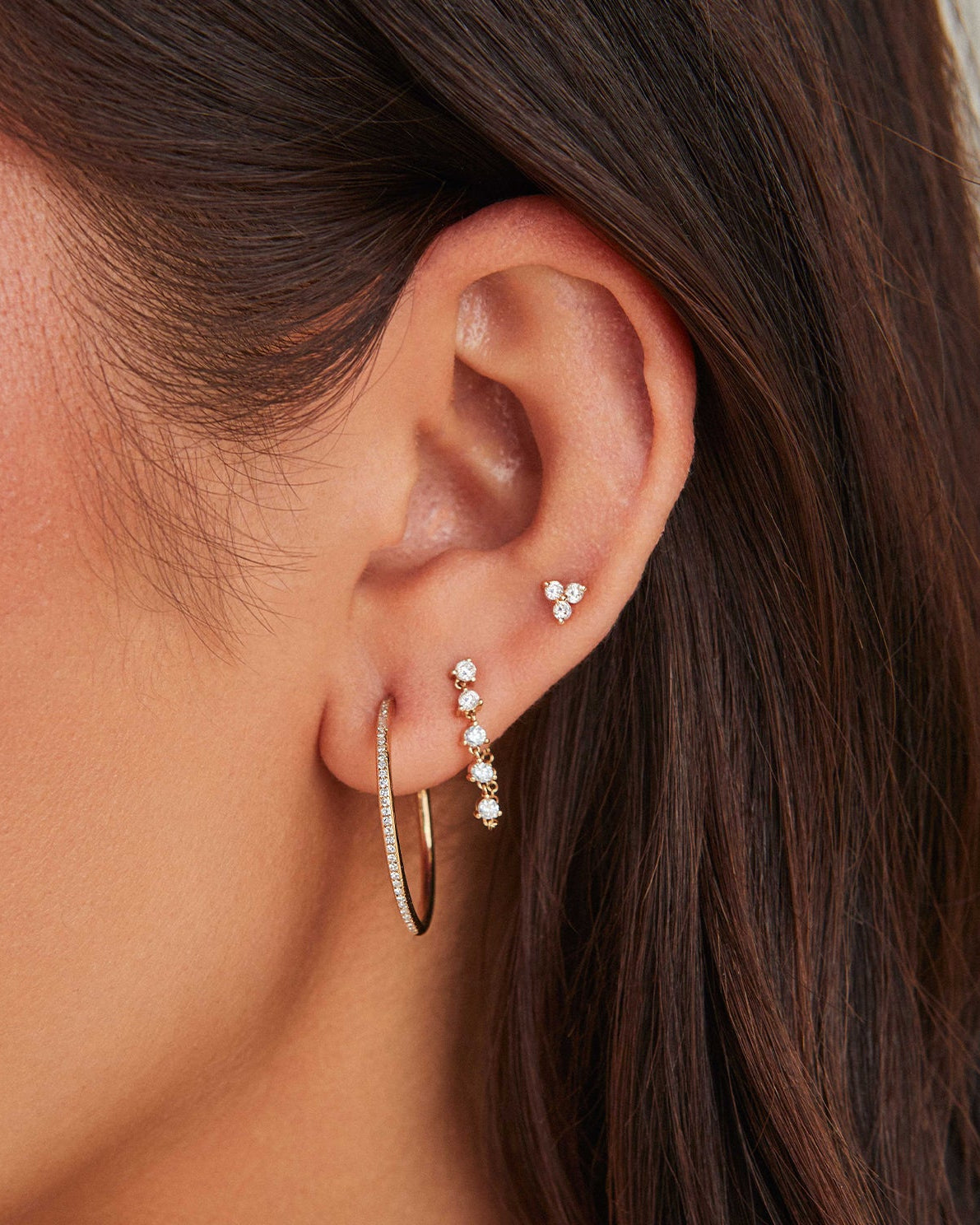 Diamond Trio Stud Earring