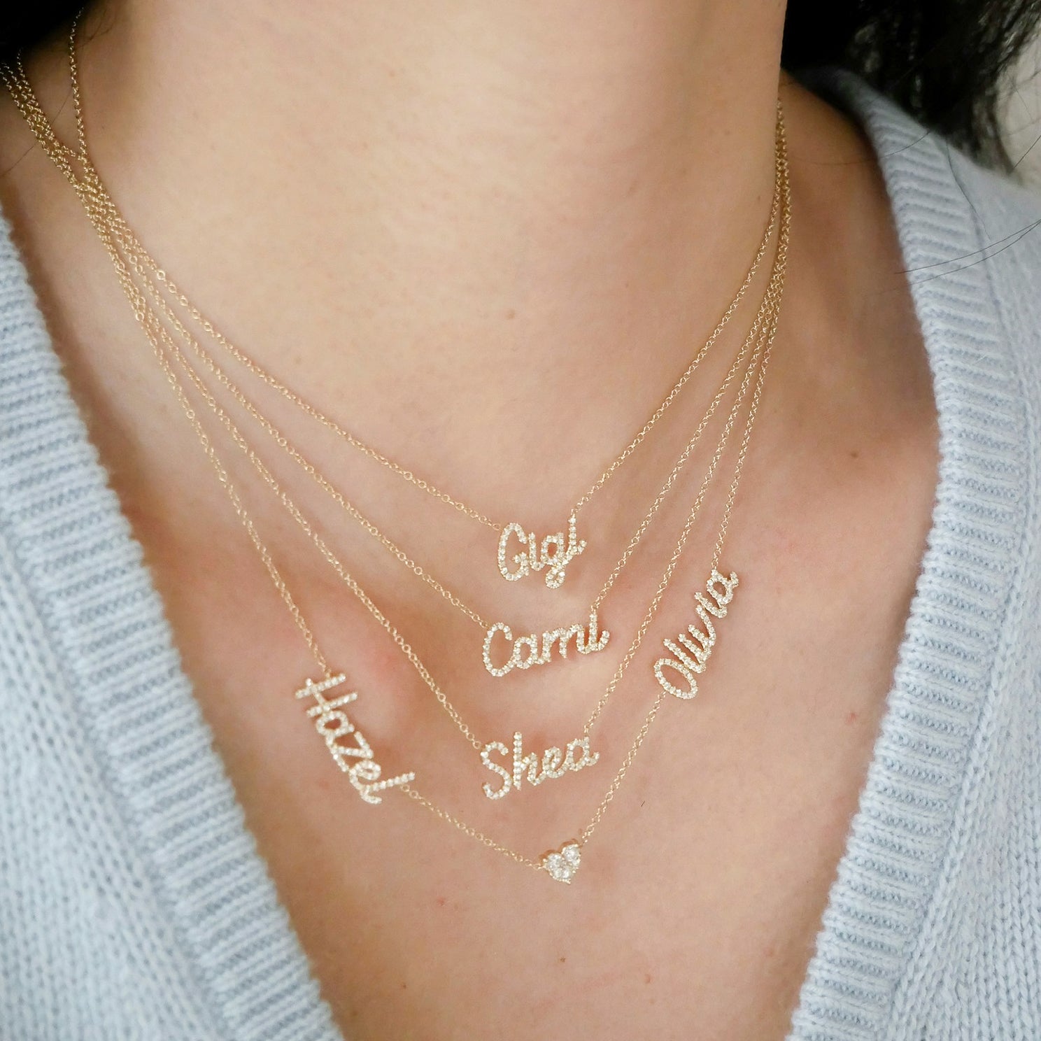 Diamond Script Name Necklace