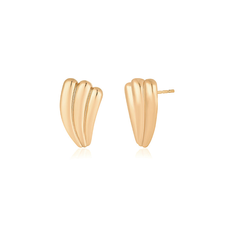 Jumbo Gold Fan Stud Earrings