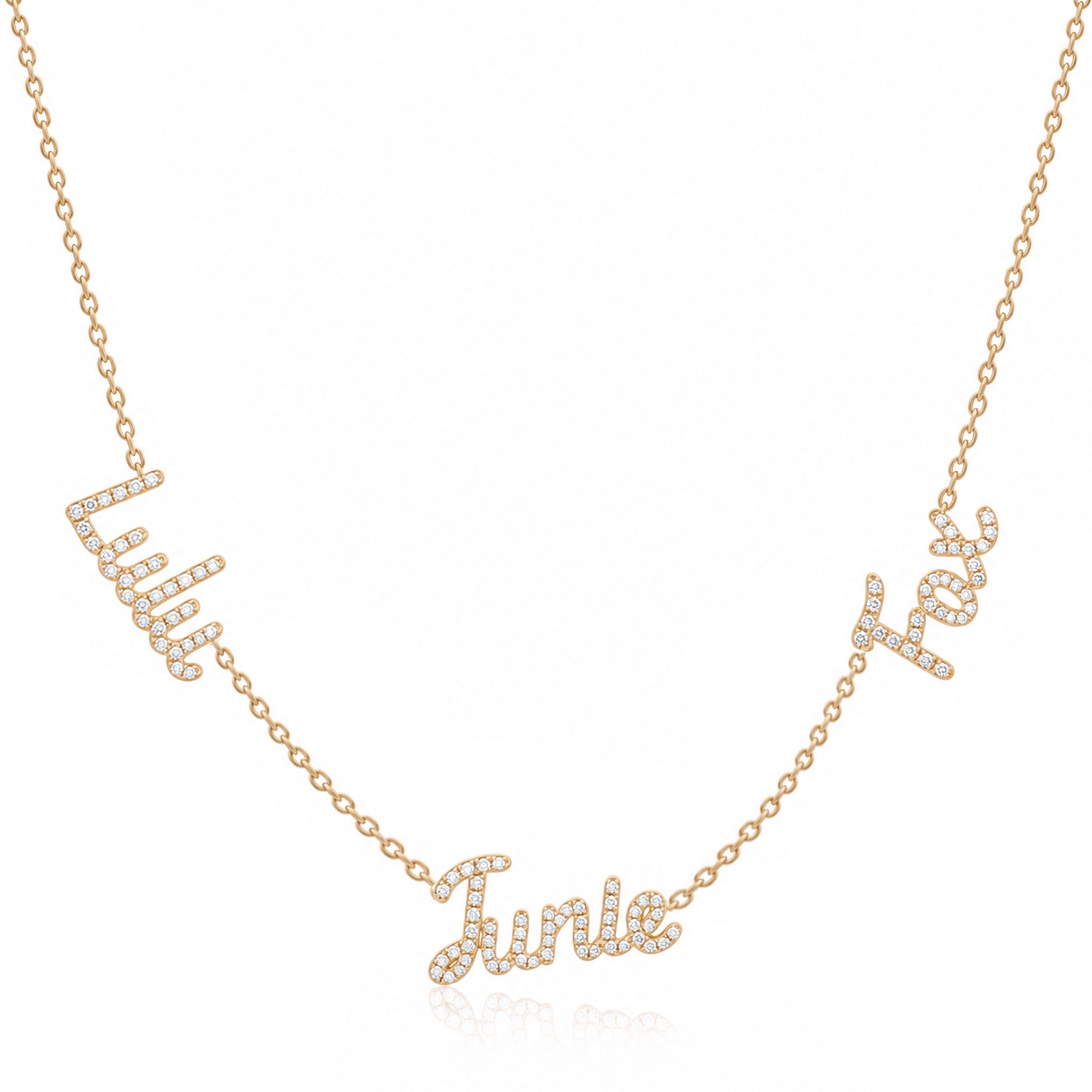 Triple Diamond Script Name Necklace