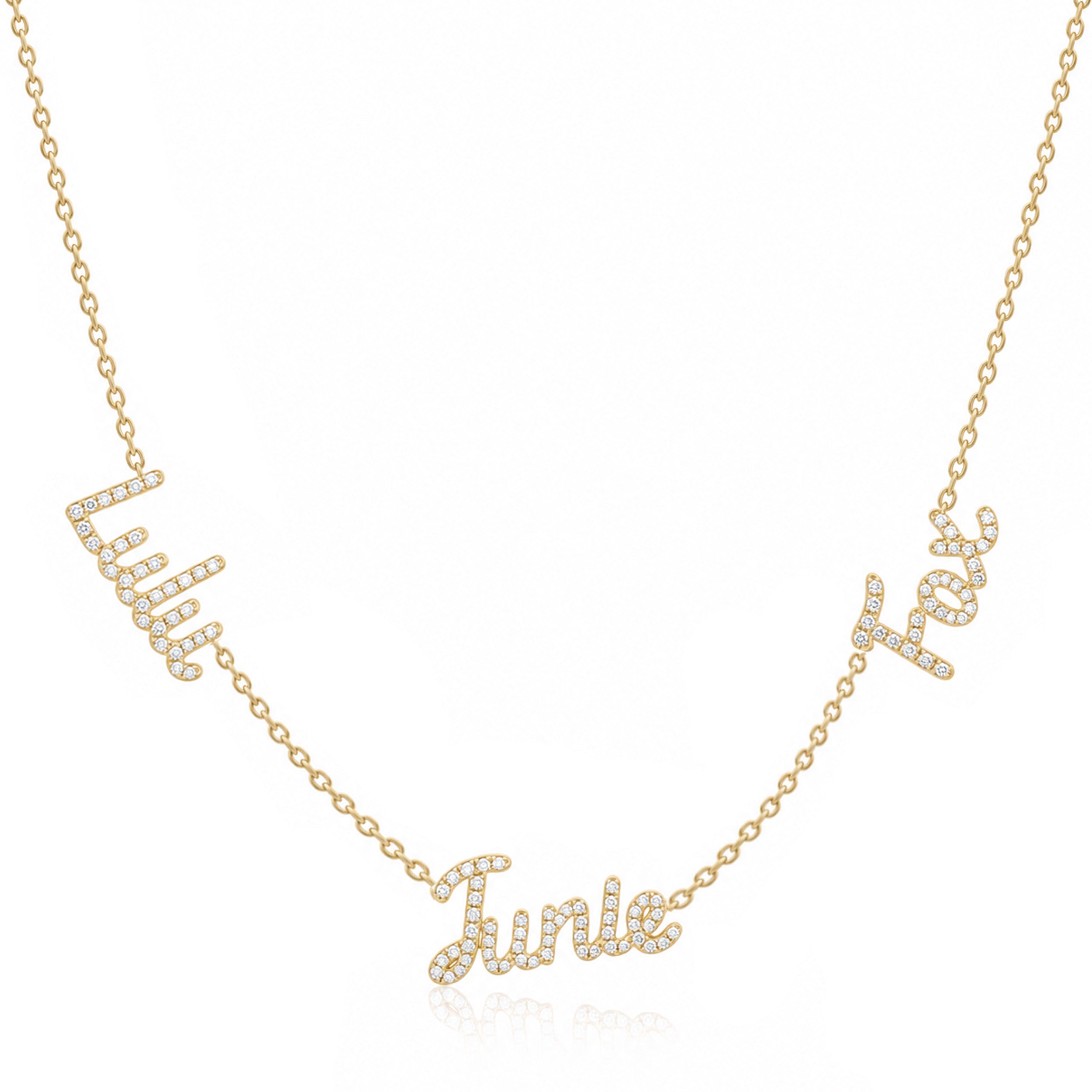 Triple Diamond Script Name Necklace