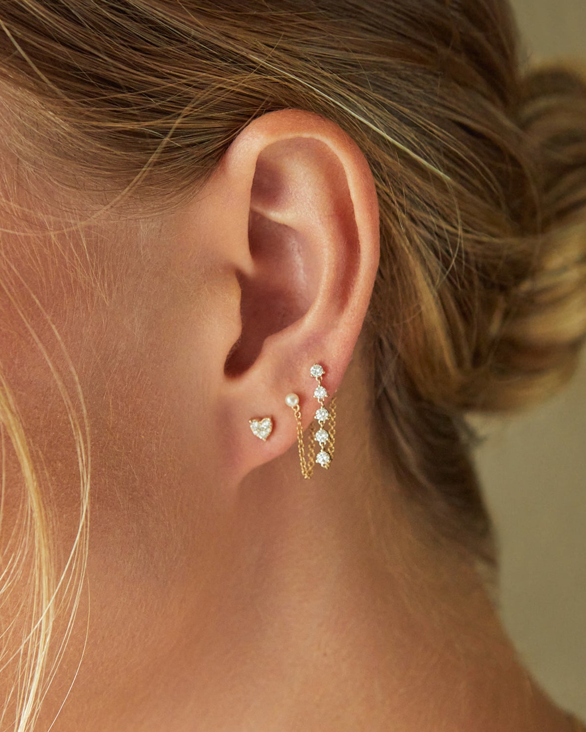 Full Cut Diamond Mini Heart Stud Earring