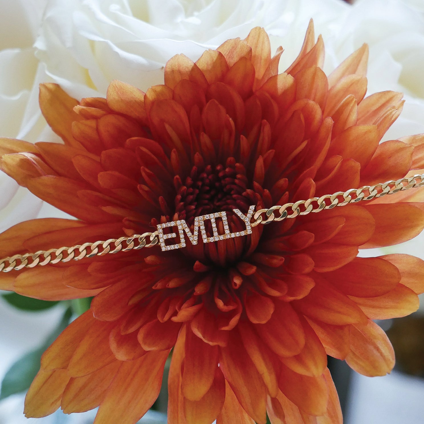 Diamond Name Curb Chain Bracelet