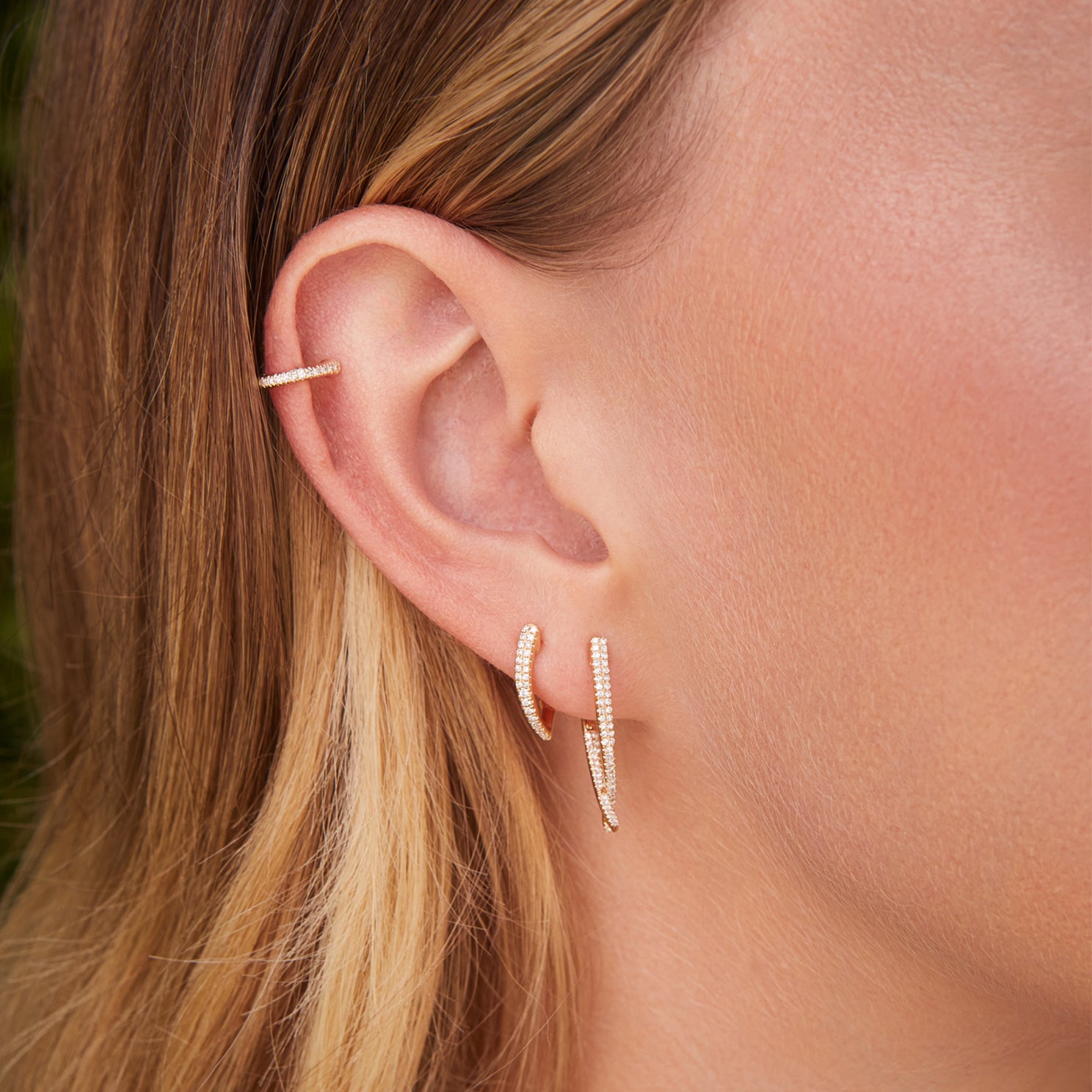 Diamond Pointed Huggie Earring