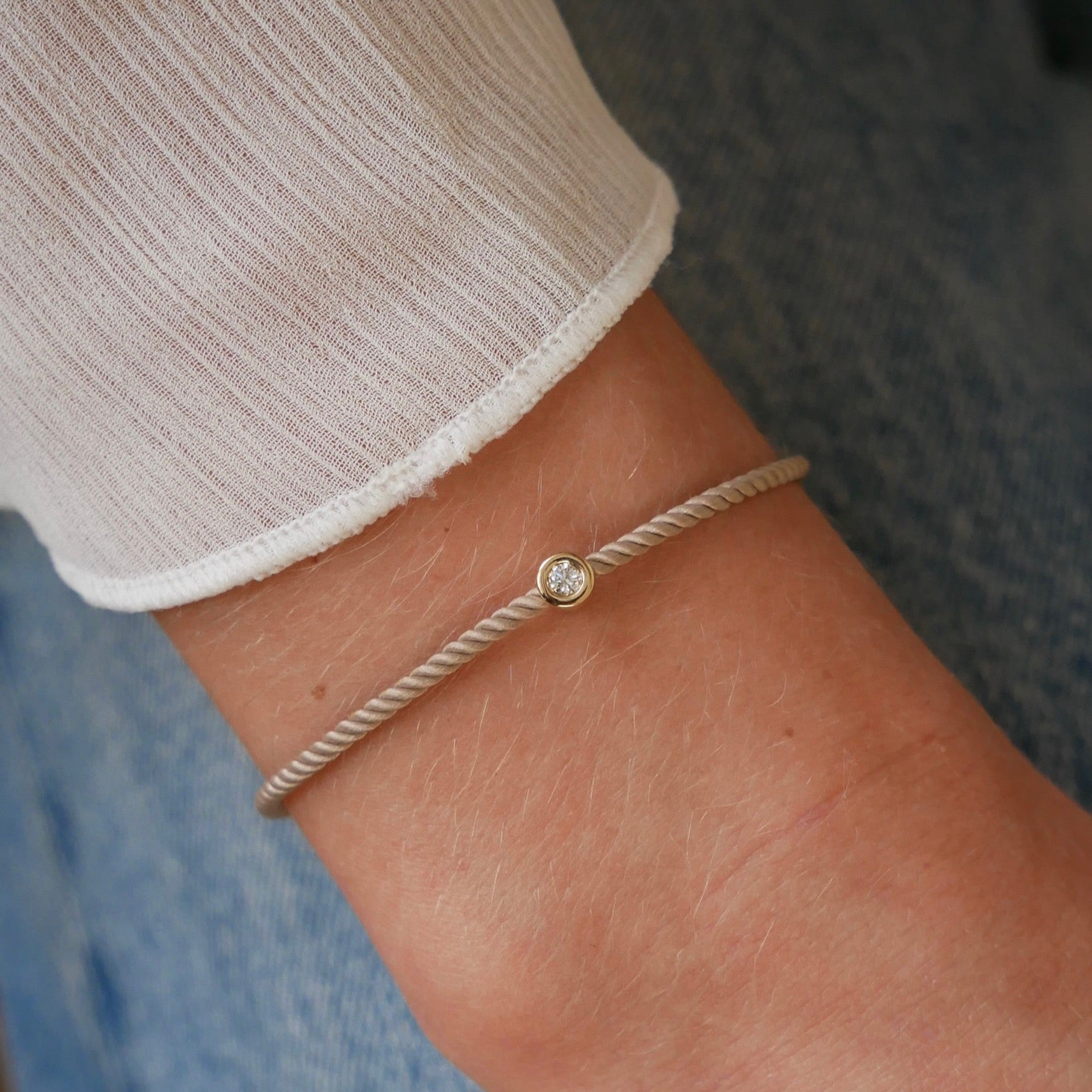 Diamond Pillow Cord Bracelet In Sandstone