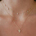 Pave Diamond Mini Hummingbird Necklace and Diamond Mia Necklace in 14k Yellow Gold
