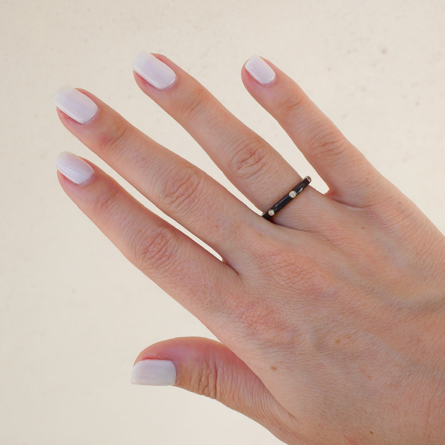 3 Diamond & Slate Enamel Stack Ring