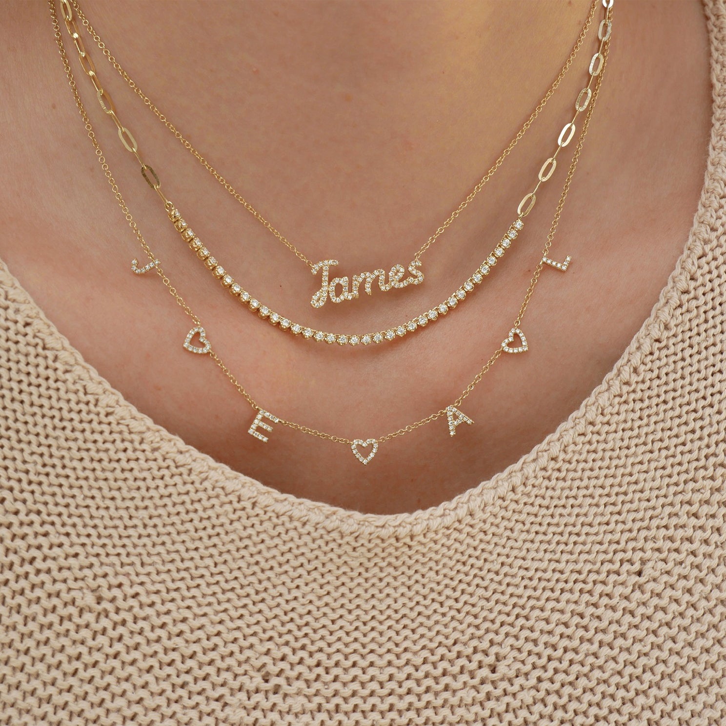 Diamond Script Name Necklace