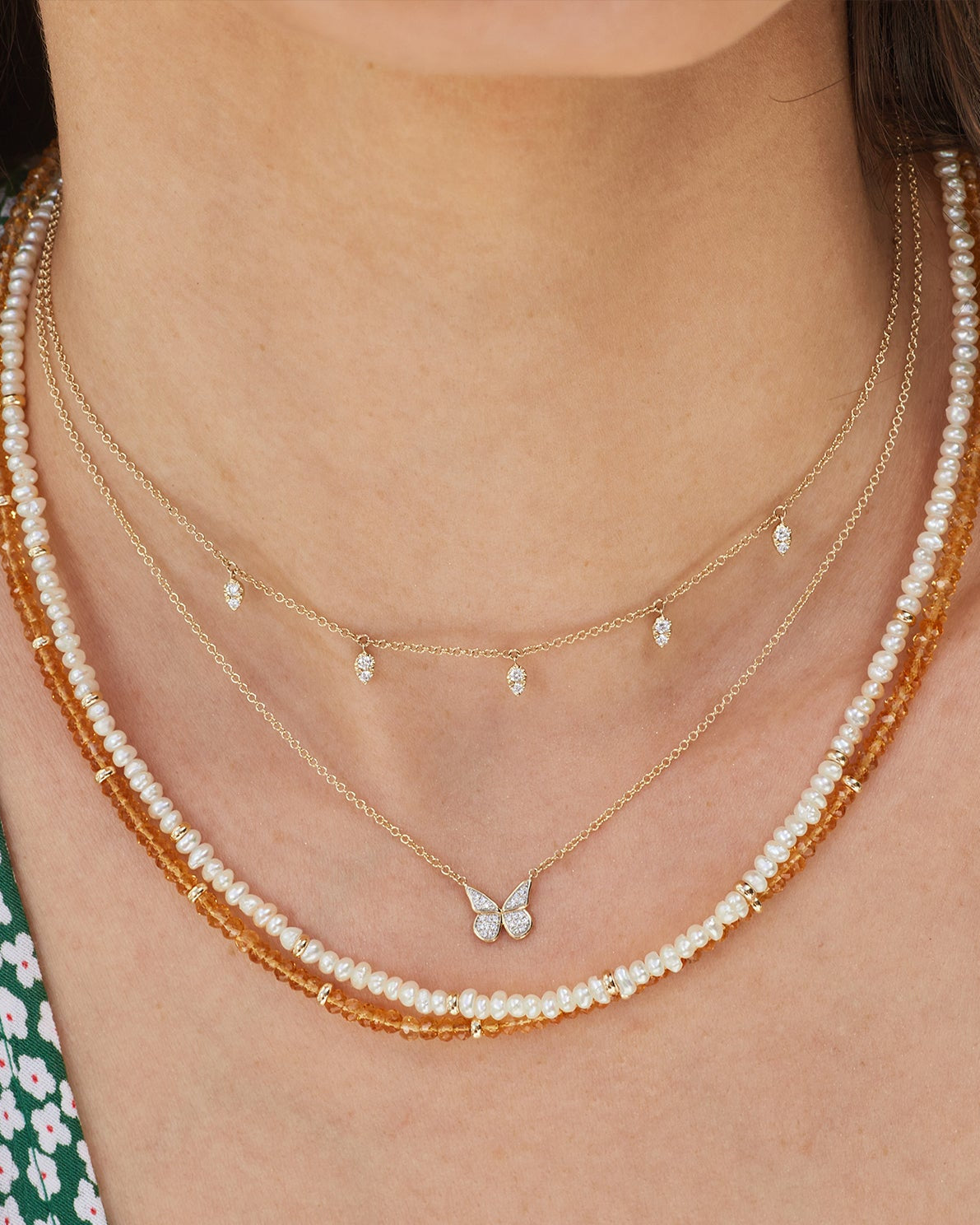 Diamond 5 Teardrop Choker Necklace