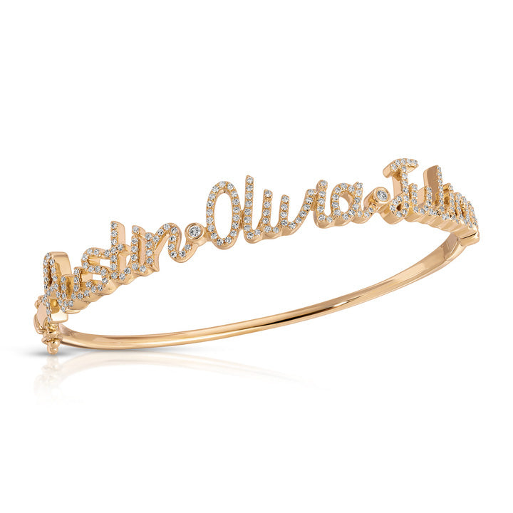 Diamond Script Name Bangle