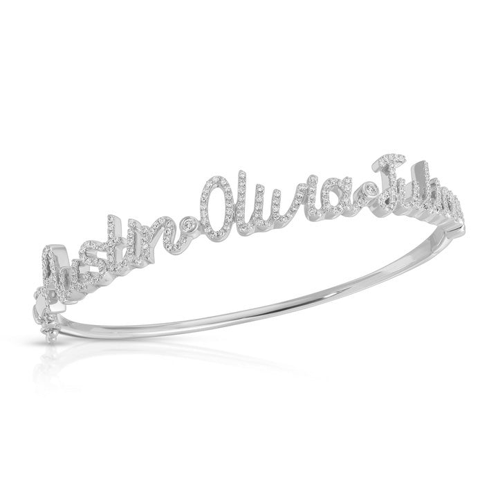 Diamond Script Name Bangle