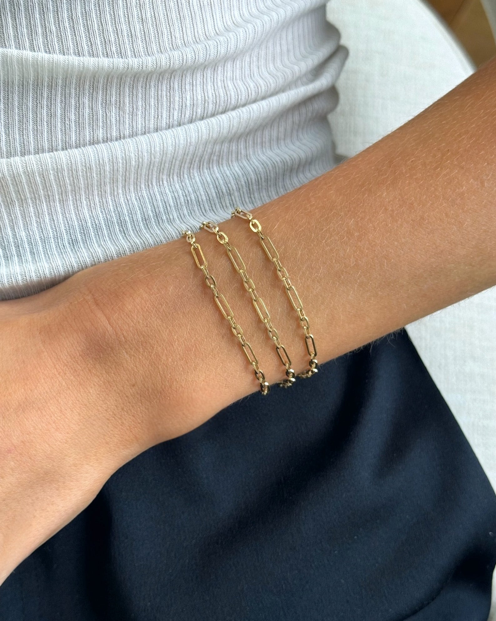 Mini Mixed Chain Necklace and Triple Wrap Bracelet