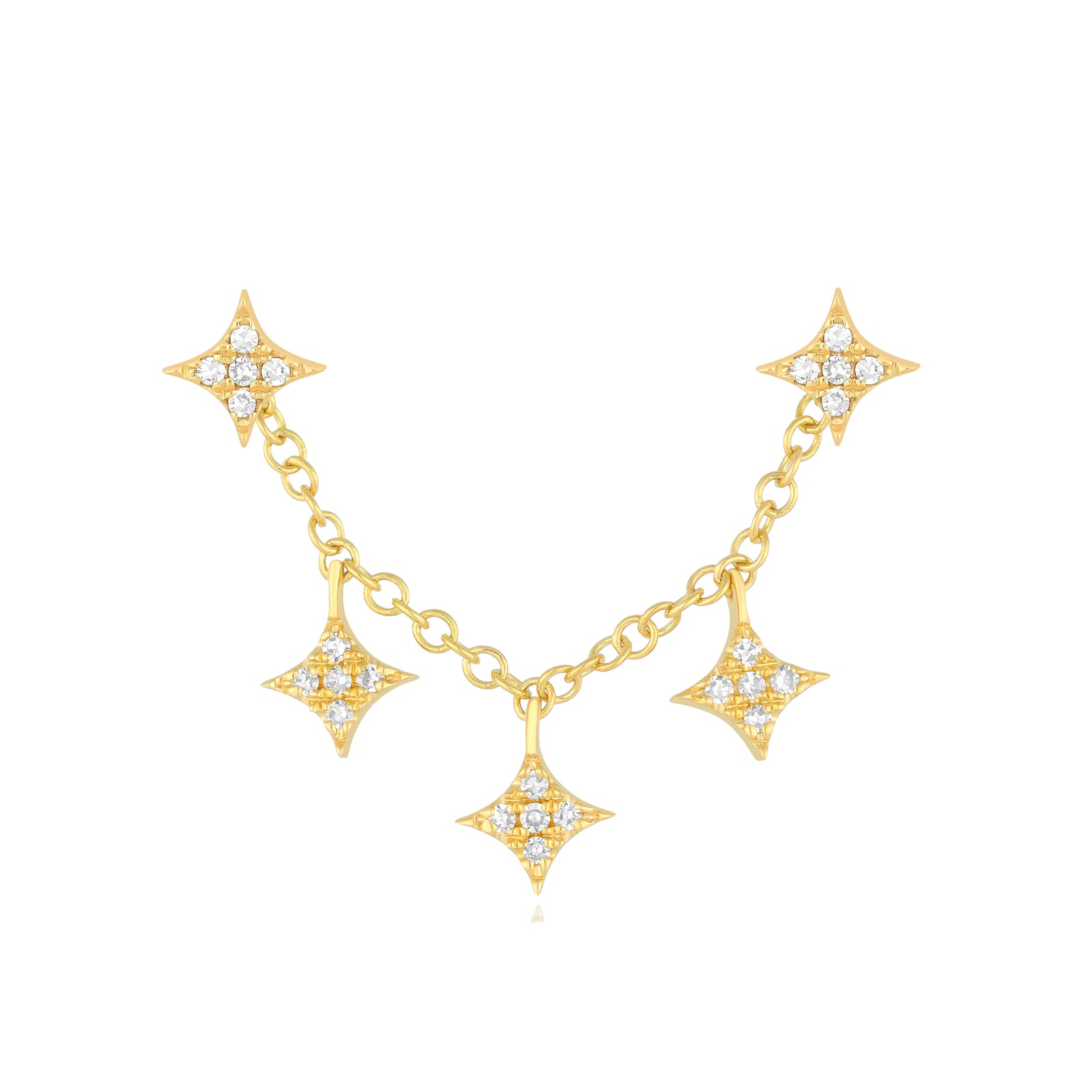 Triple Diamond Sparkle Stud Earring Charm with Sparkle Studs