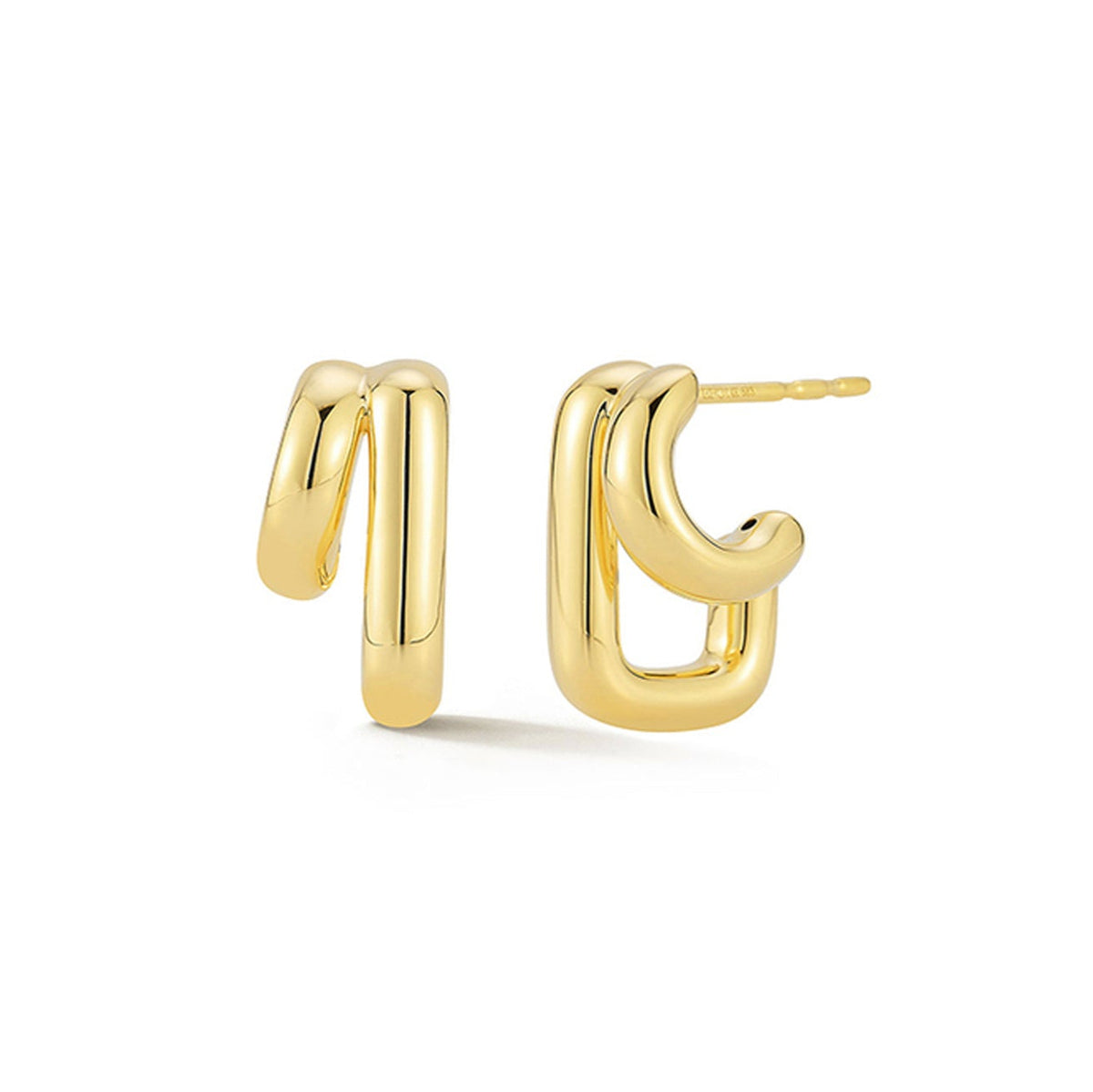 Double Gold Jumbo Huggie Earring