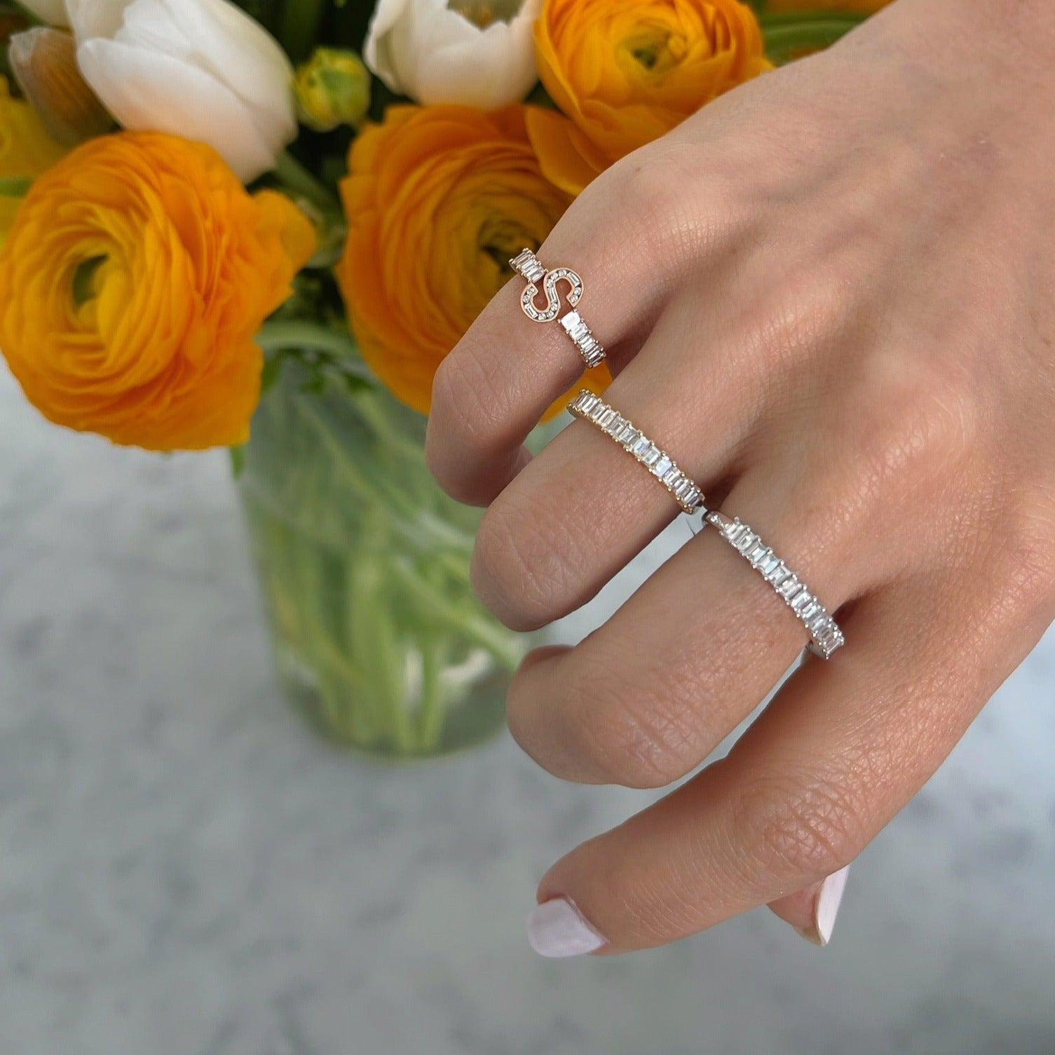 Prong Set Diamond Baguette Ring