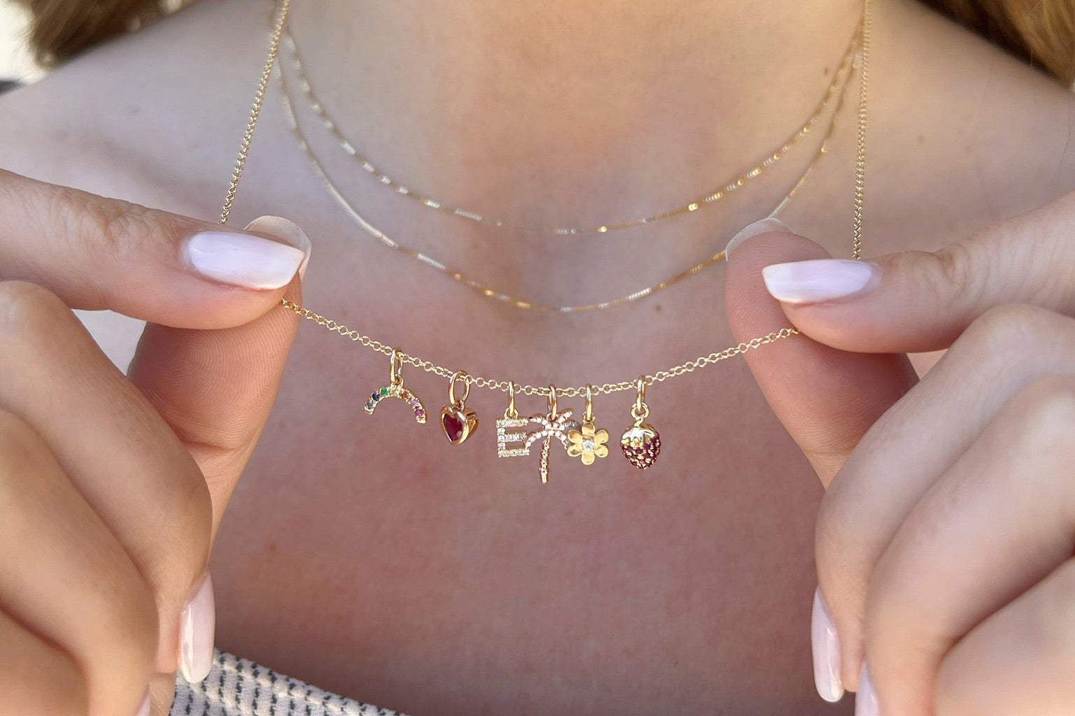 Ruby Mini Strawberry Necklace Charm